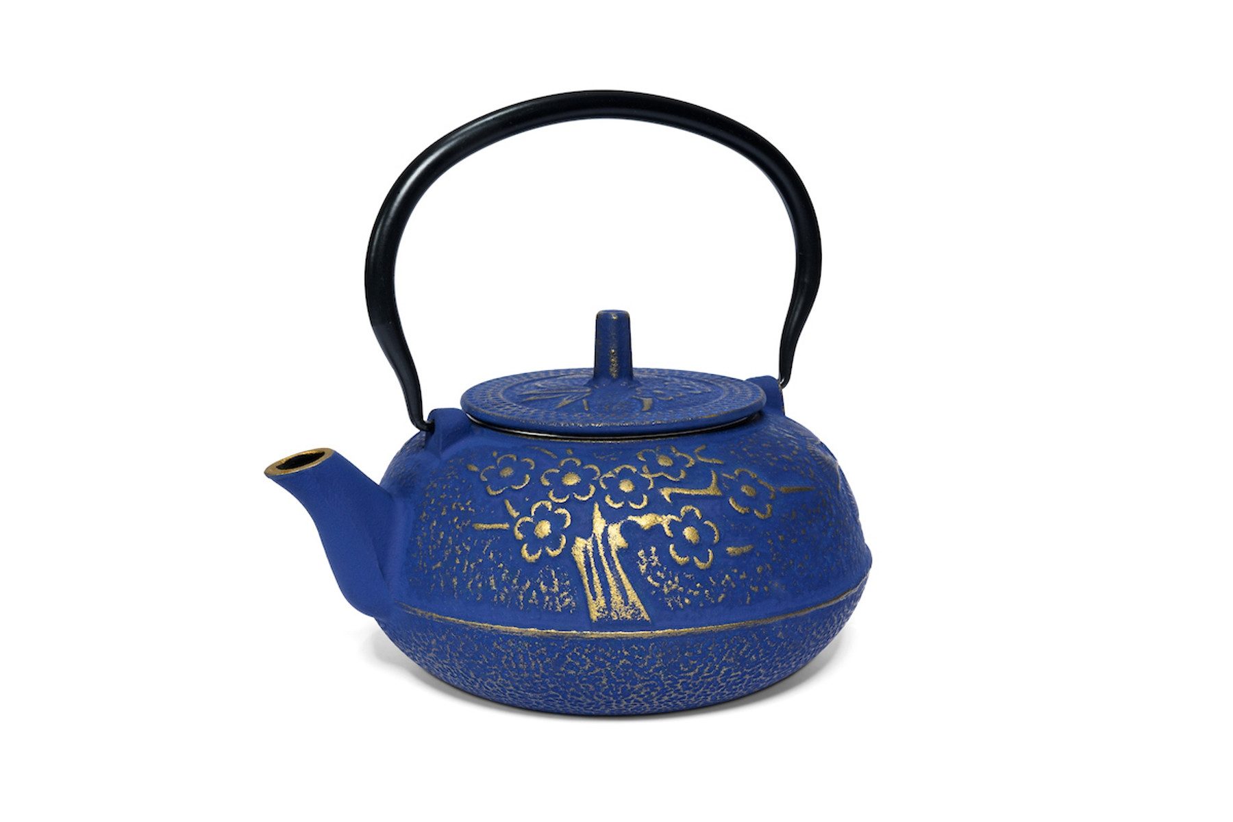 MAOCI teaware for your life Teekanne Kitami blau gold Gusseisen 1,2 L mit Edelstahl-Teesieb, (1-St), Gusseisen