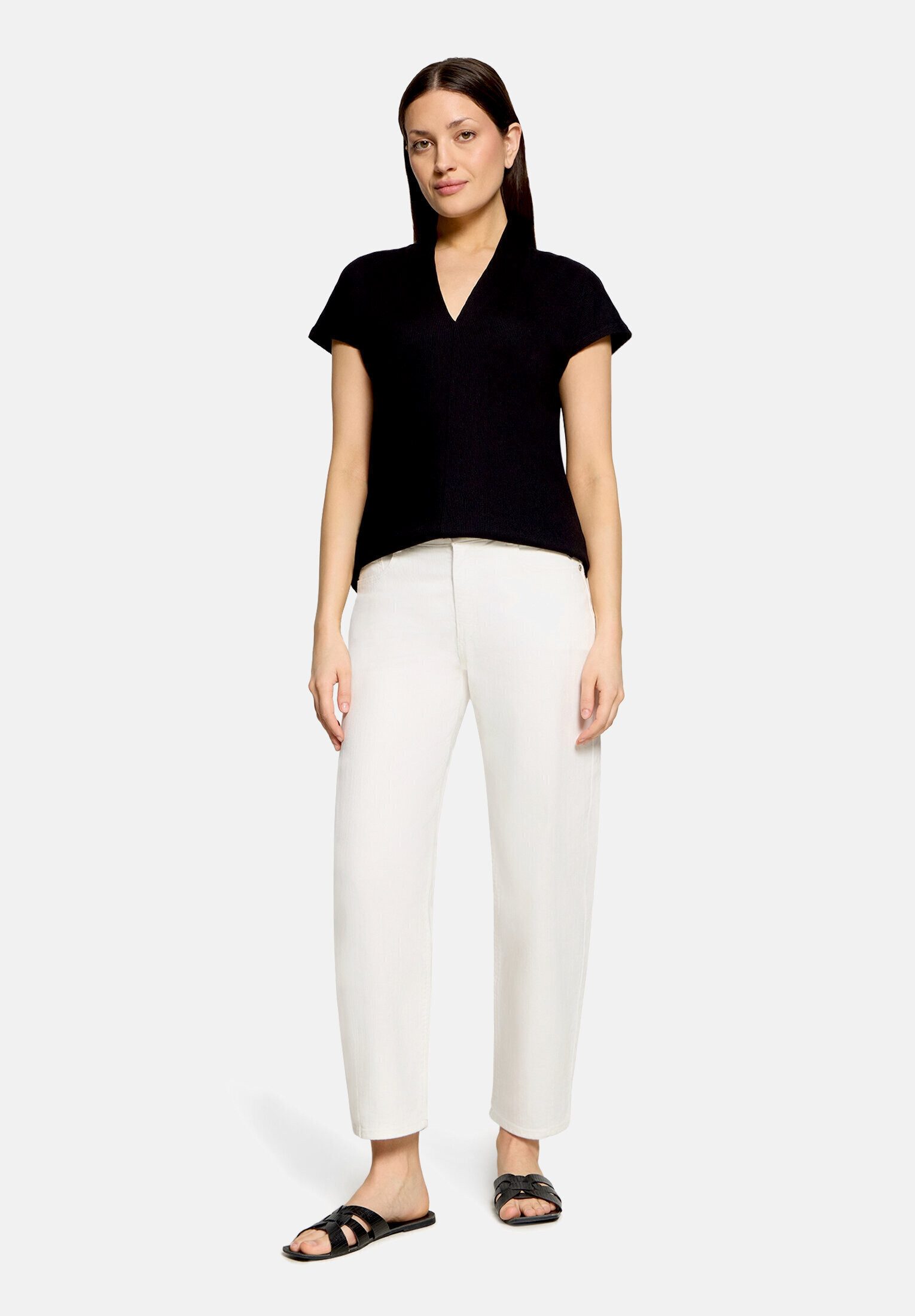 Betty&Co Kurzarmshirt Damen mit V-Ausschnitt (1-tlg) Struktur