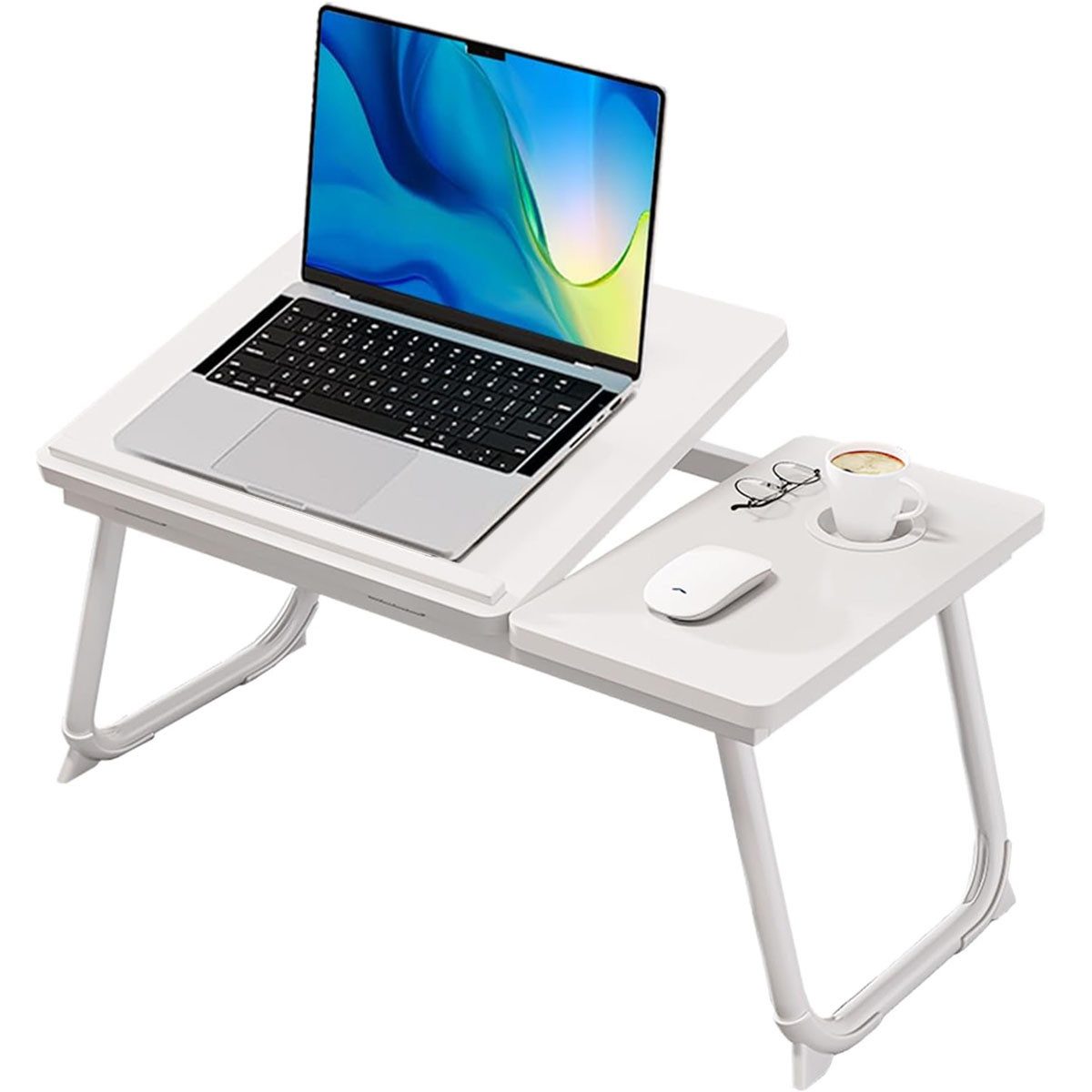 SURFOU Laptoptisch Betttisch Betttablett Stehtisch Klappbar Laptop Tisch für Bett Couch (Höhenverstellbarer Lese-/Frühstückstisch für Bett, 55,5x23,5x25 cm (HxBxT), Sofa & Boden – 0-36° Neigungswinkel, faltbar & platzsparend)