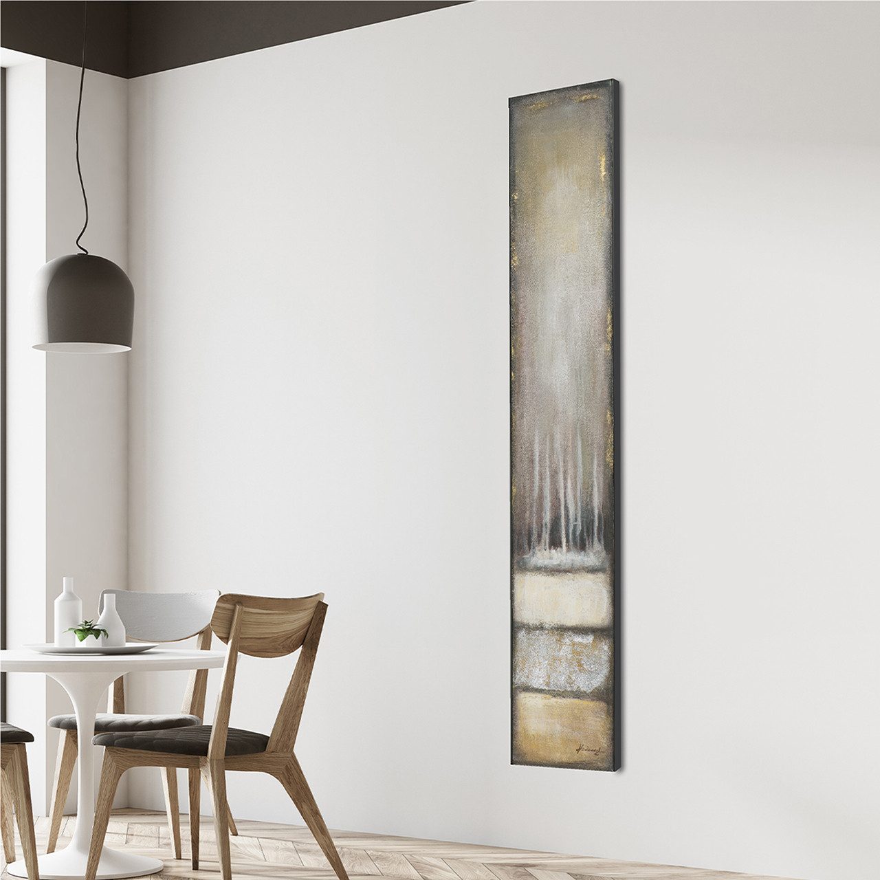 ArtUniverse Gemälde Schlanke Komposition Sandfarbene Farbfelder 25 x 150 cm, Abstrakt