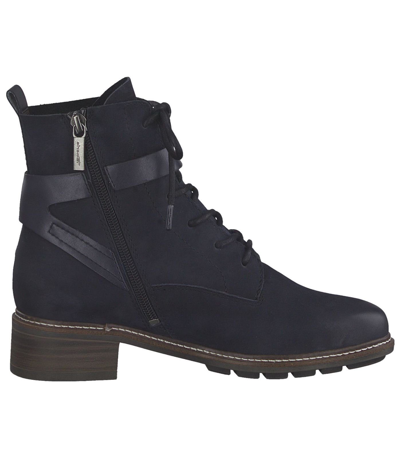 Leder/Textil Tamaris Navy Schnürstiefelette Stiefelette