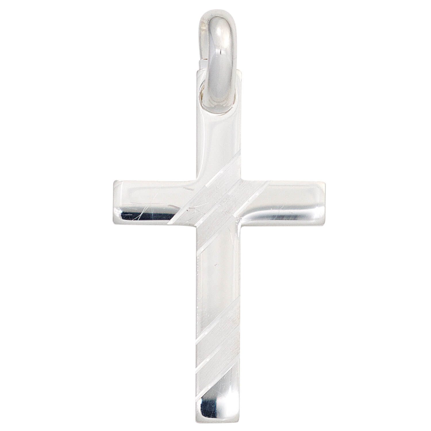 Kettenanhänger Anhänger Kreuz, 925 Silber glänzend teilmatt