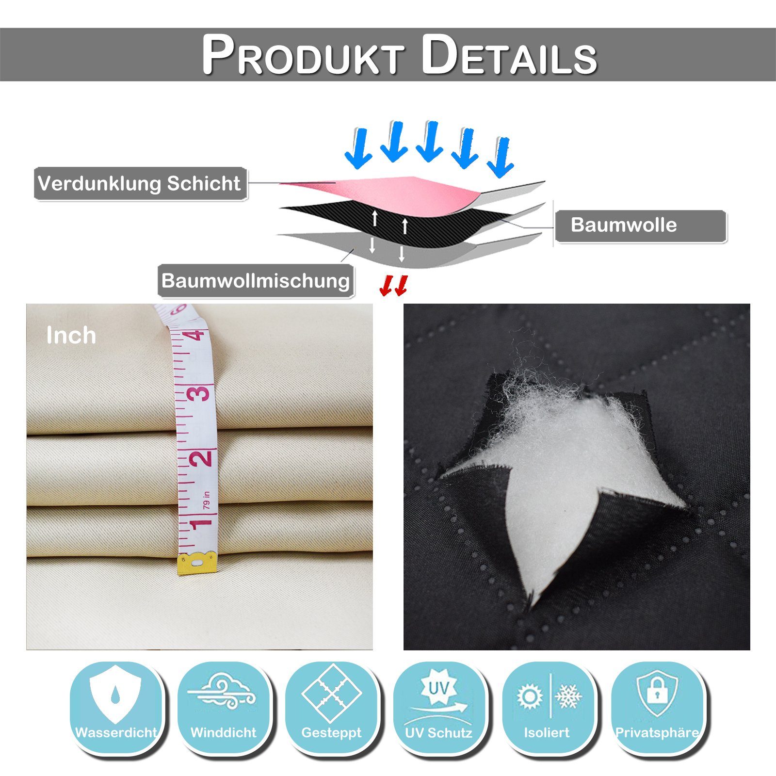 Jibenhome Vorhang Schlafzimmer Vorhänge Blickdicht, Thermogardinen Kältesch günstig online kaufen