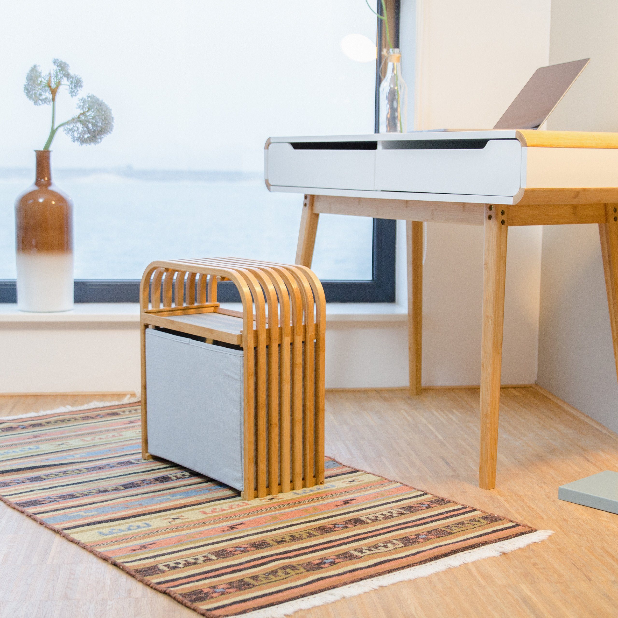 relaxdays Stauraumhocker Bambus Hocker mit Aufbewahrung günstig online kaufen
