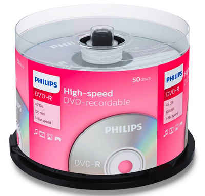 Philips DVD-Rohling 50 Philips Rohlinge DVD-R 4,7GB 16x Spindel
