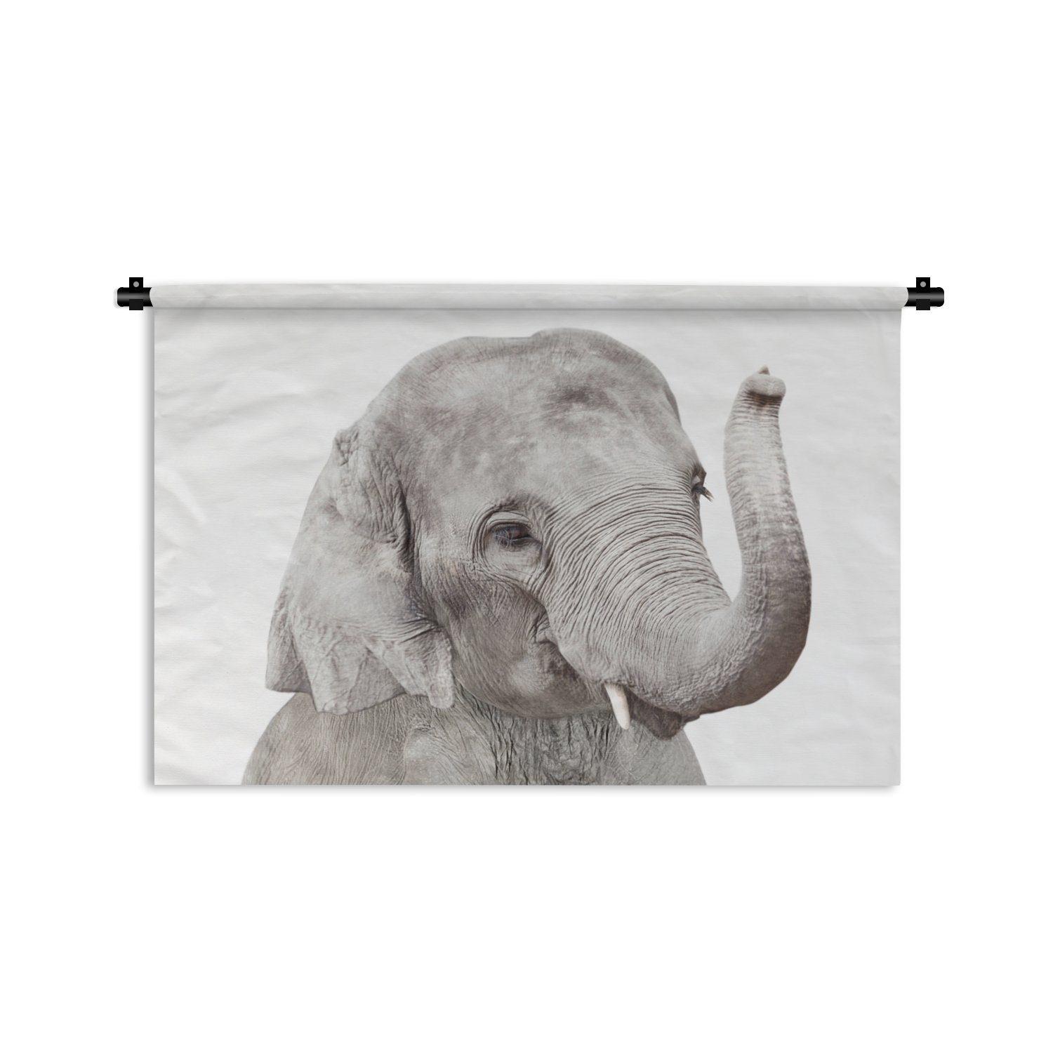 Wanddekoobjekt Wanddeko Natur, Wohnzimmer, Kleid, Wandbehang, Elefant Schlafzimmer, Tiere - Kinderzimmer MuchoWow Grau - für -