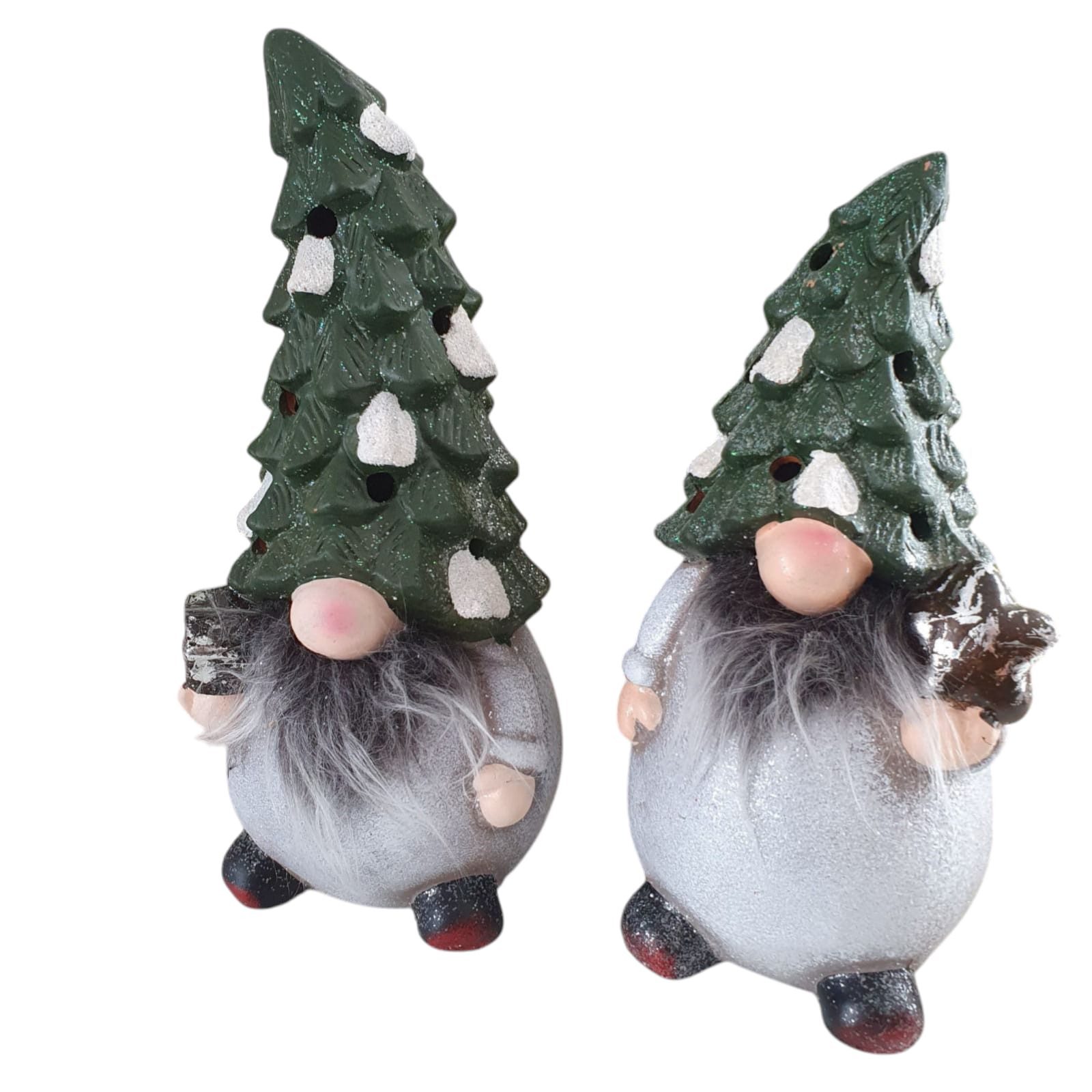 Weihnachtsfigur Dekofigur Wichtel Figur mit Tannenhut Hut 2er Set 28 cm