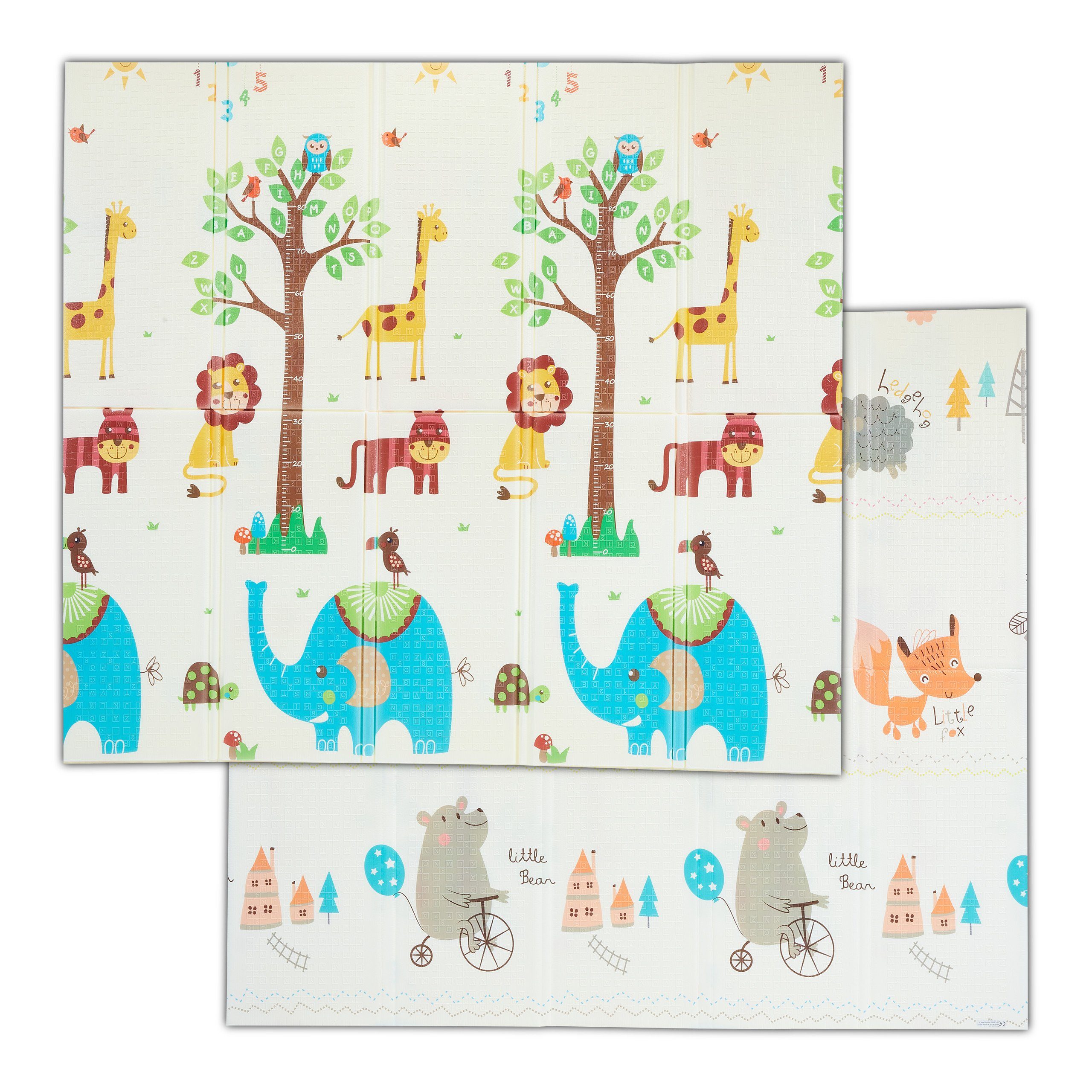 relaxdays Spielmatte Faltbare Spielmatte mit Tieren