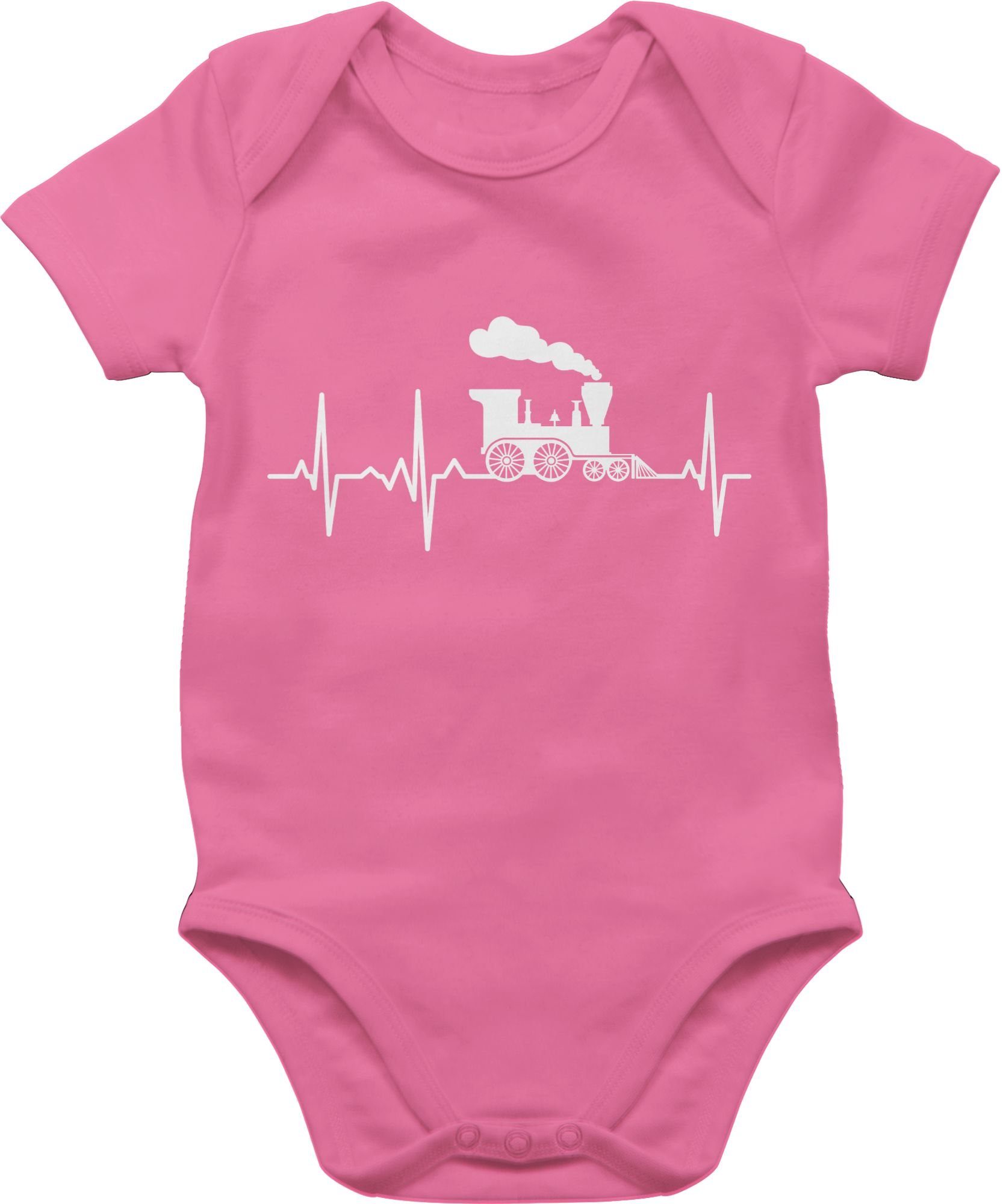 Herzschlag Traktor weiß Bagger und Baby Dampflok Shirtbody Shirtracer Pink 2 Co.