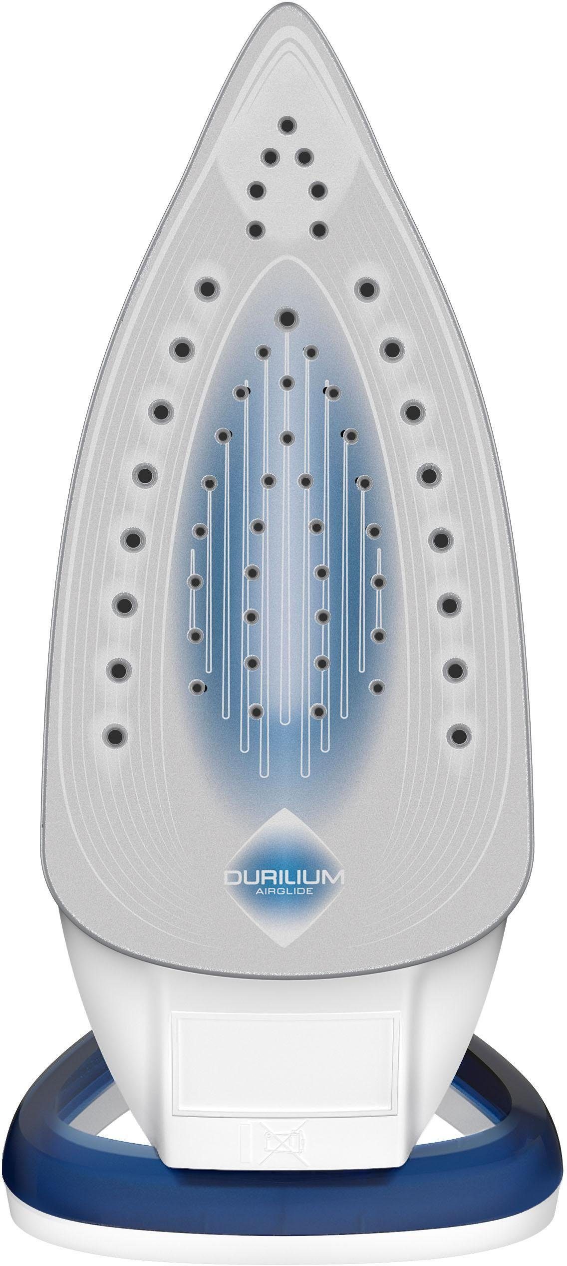 Tefal Dampfbügeleisen Easygliss, 2500 Watt, Dampfstoß 220 g/Min., Wassertank 270 ml, 2500 W, Durilium Airglide Bügelsohle, schnelles Aufheizen, blau/weiß, FV5736