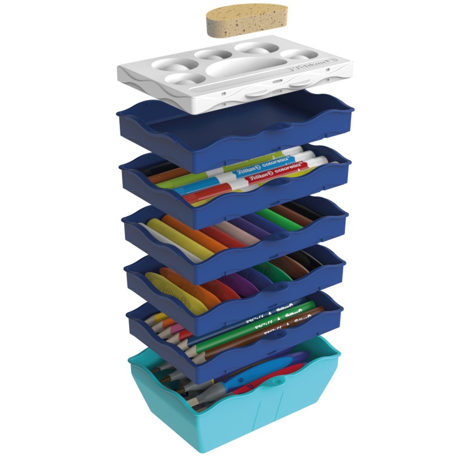 Pelikan Marker Kreativfabrik Super-Tower Set Box 54 Teile, Griffix Кисточки Knete Stifte Temperafarben Wachsmalstifte Buntstifte