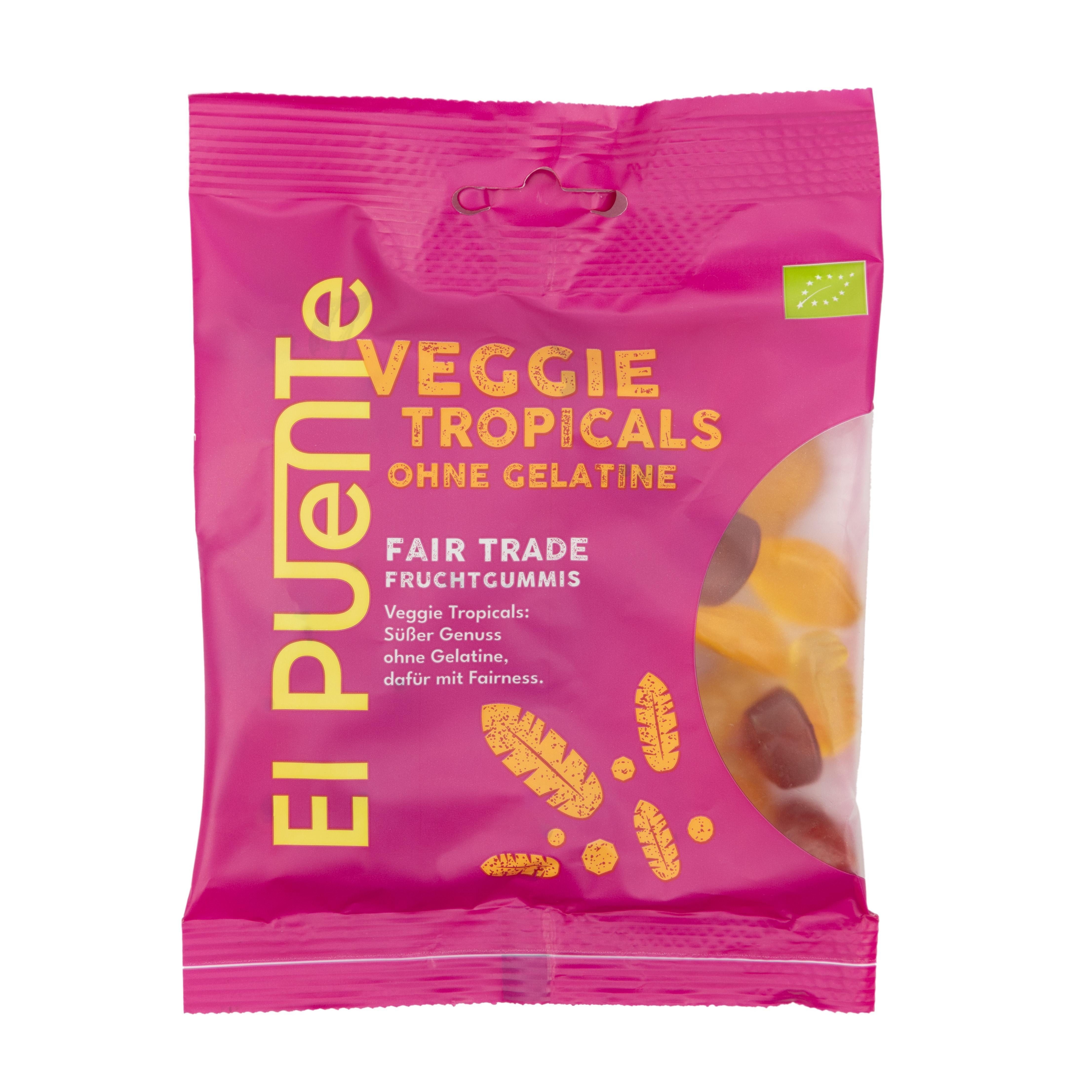 El Puente Süßigkeit Veggie Tropicals - Bio-Fruchtgummi ohne Gelatine, Fair Trade, Vegan, Handmade