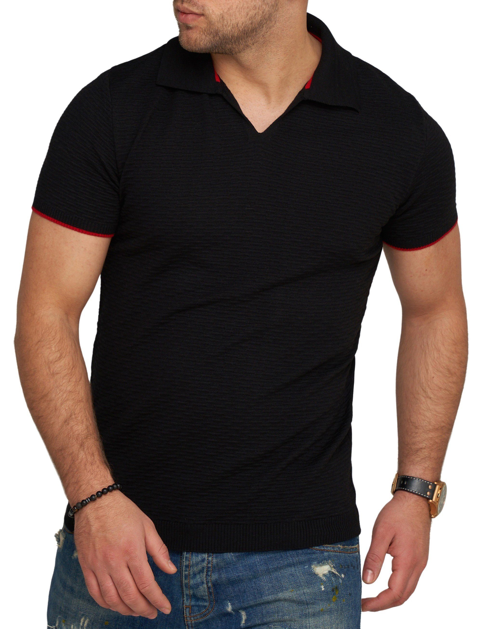 CARISMA Kurzarm T-Shirt CRMACEIO Polo Schwarz Poloshirt Strick