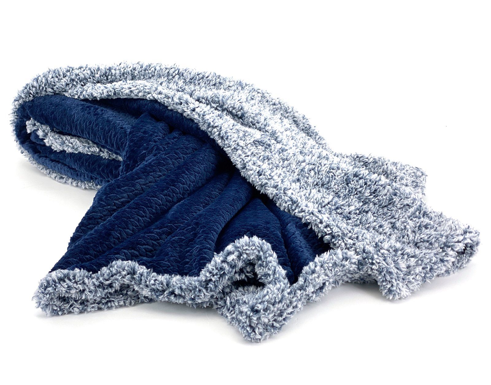 Wohndecke Flauschig warme Kuscheldecke Samt Jaquard Flanell, heimtexland, mit Teddy Plüsch - kuschelig weich - Premium - fusselfrei – Bild 4 von 4
