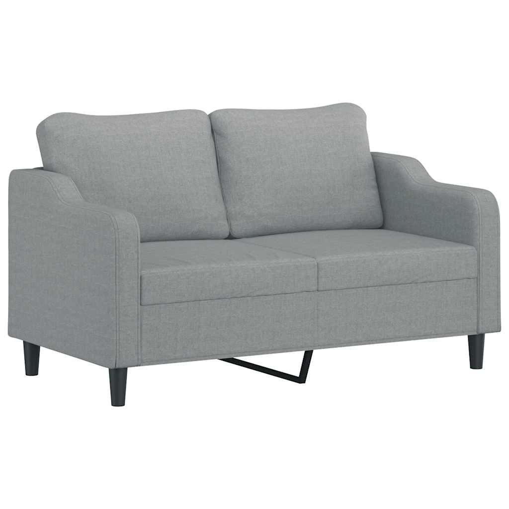 vidaXL Sofa 3-tlg. Sofagarnitur mit Kissen Hellgrau Stoff