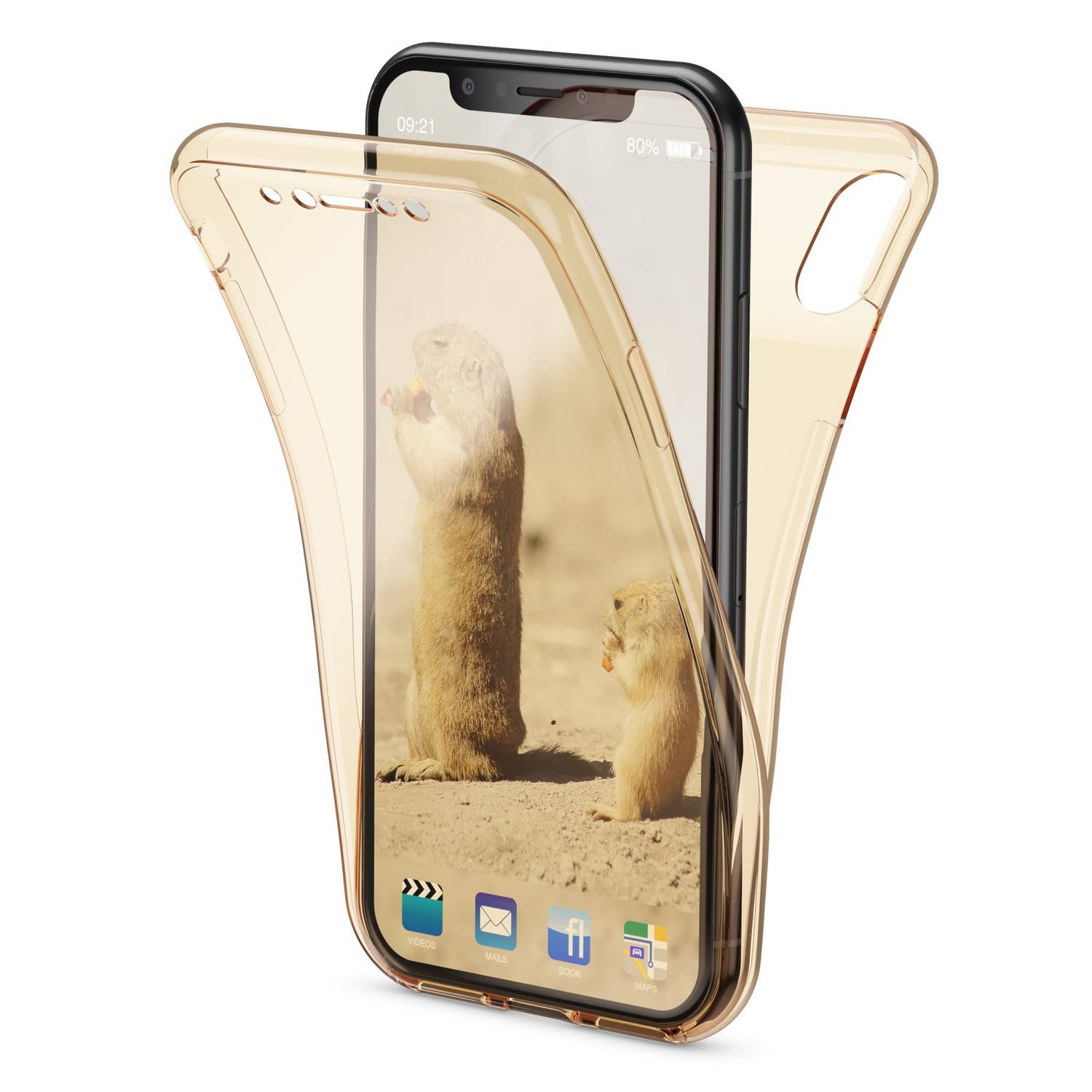 Nalia Smartphone-Hülle Apple iPhone X Apple iPhone XS 14,7 cm (5,8 Zoll), Transparente 360 Grad Silikon Hülle / Rundumschutz / Full Cover Etui