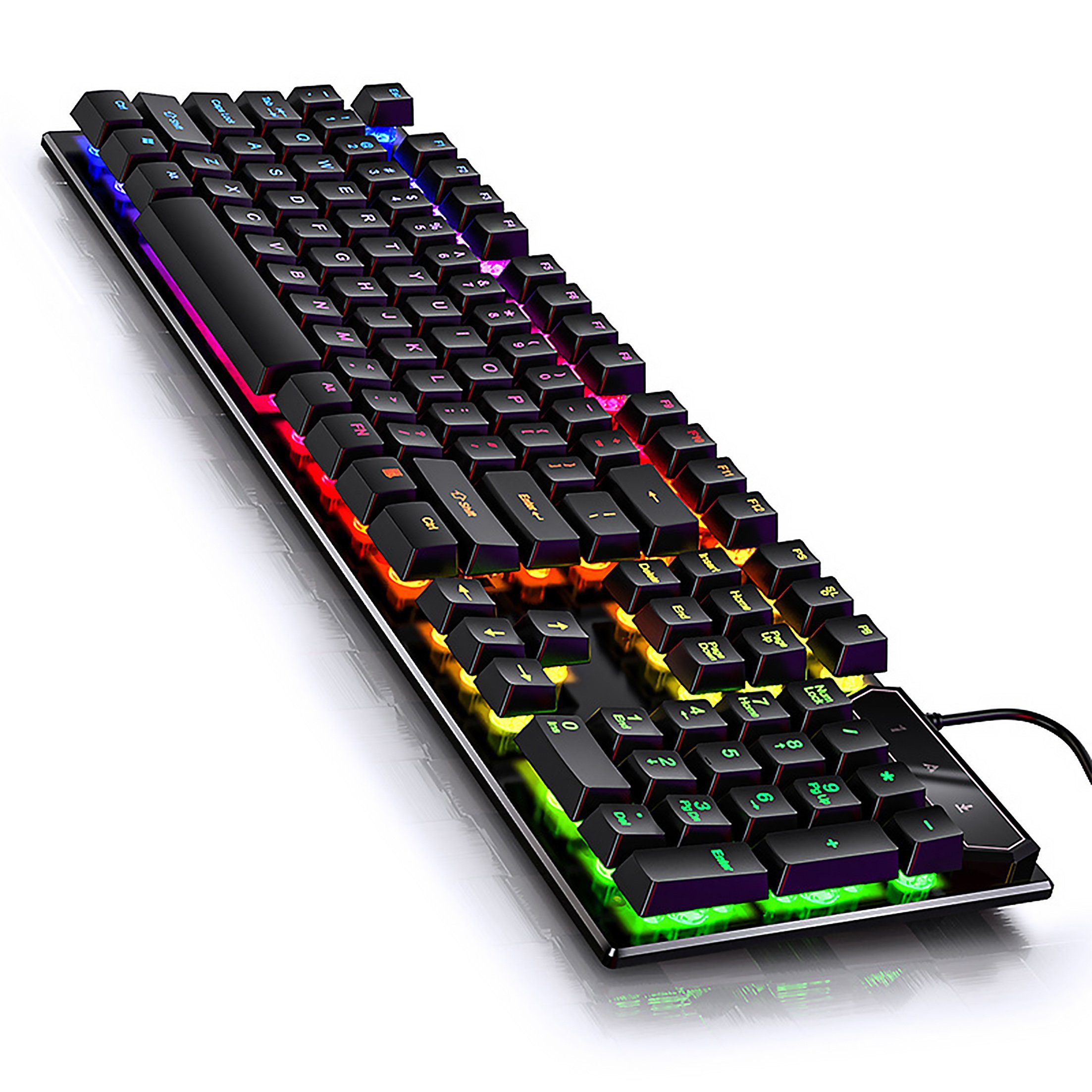 Diida Mechanische Gaming-Tastaturen, PC-Tastaturen, Wettbewerbs-Tastaturen  Gaming-Tastatur (Kabelgebundene Tastatur mit LED-Licht für Gamer/Arbeiter  104 Tasten)