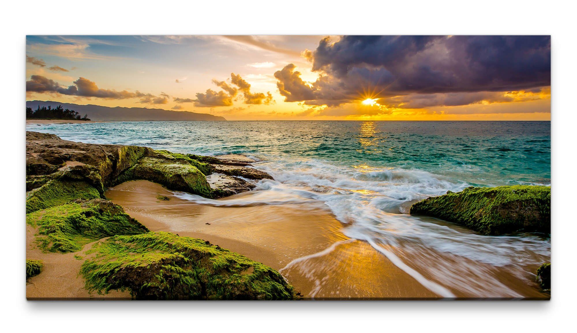 Leinwandbild Bilder XXL Hawaiianische Küste 50x100cm Wandbild auf Leinwand