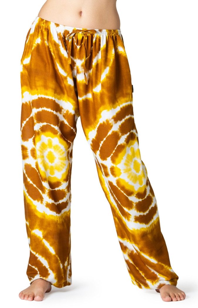 PANASIAM Loungehose Tie-Dye Relaxhose aus 100% Viskose Boho Haremshose für Urlaub Freizeit Unisex Muckhose Wellnesshose Spa Hose für Yoga Sommerhose Schlupfhose