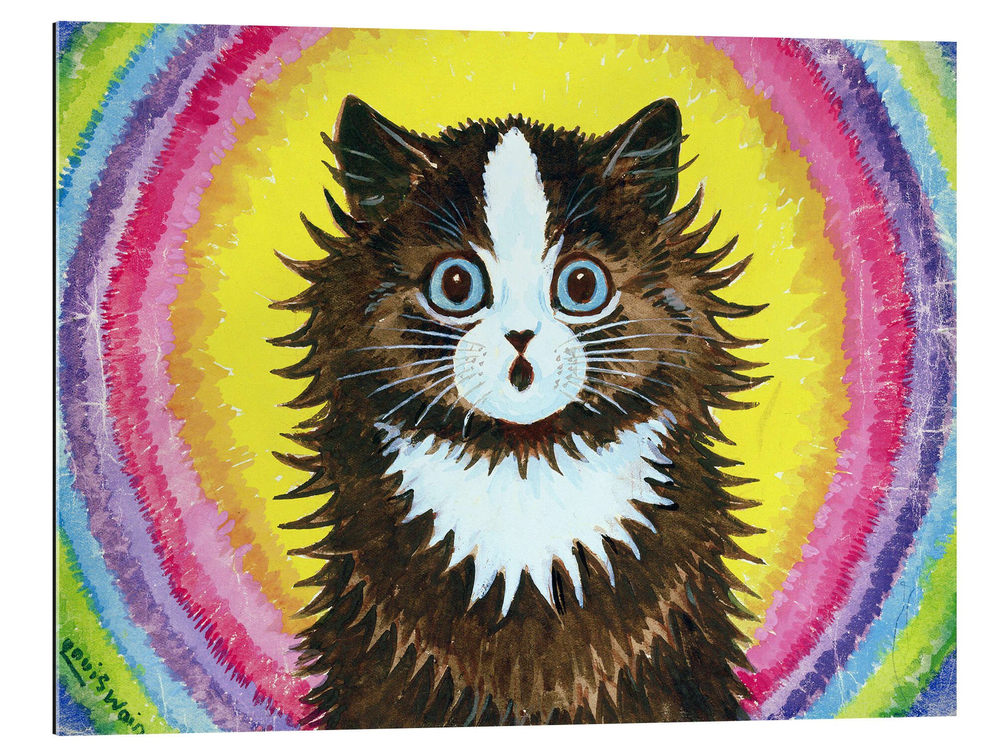 Posterlounge XXL-Wandbild Louis Wain, Katze in einem Regenbogen, Illustration