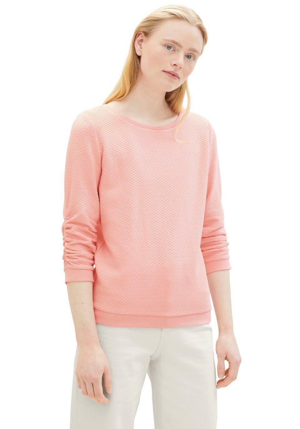 TOM TAILOR Denim Sweatshirt mit gerafften Ärmeln günstig online kaufen