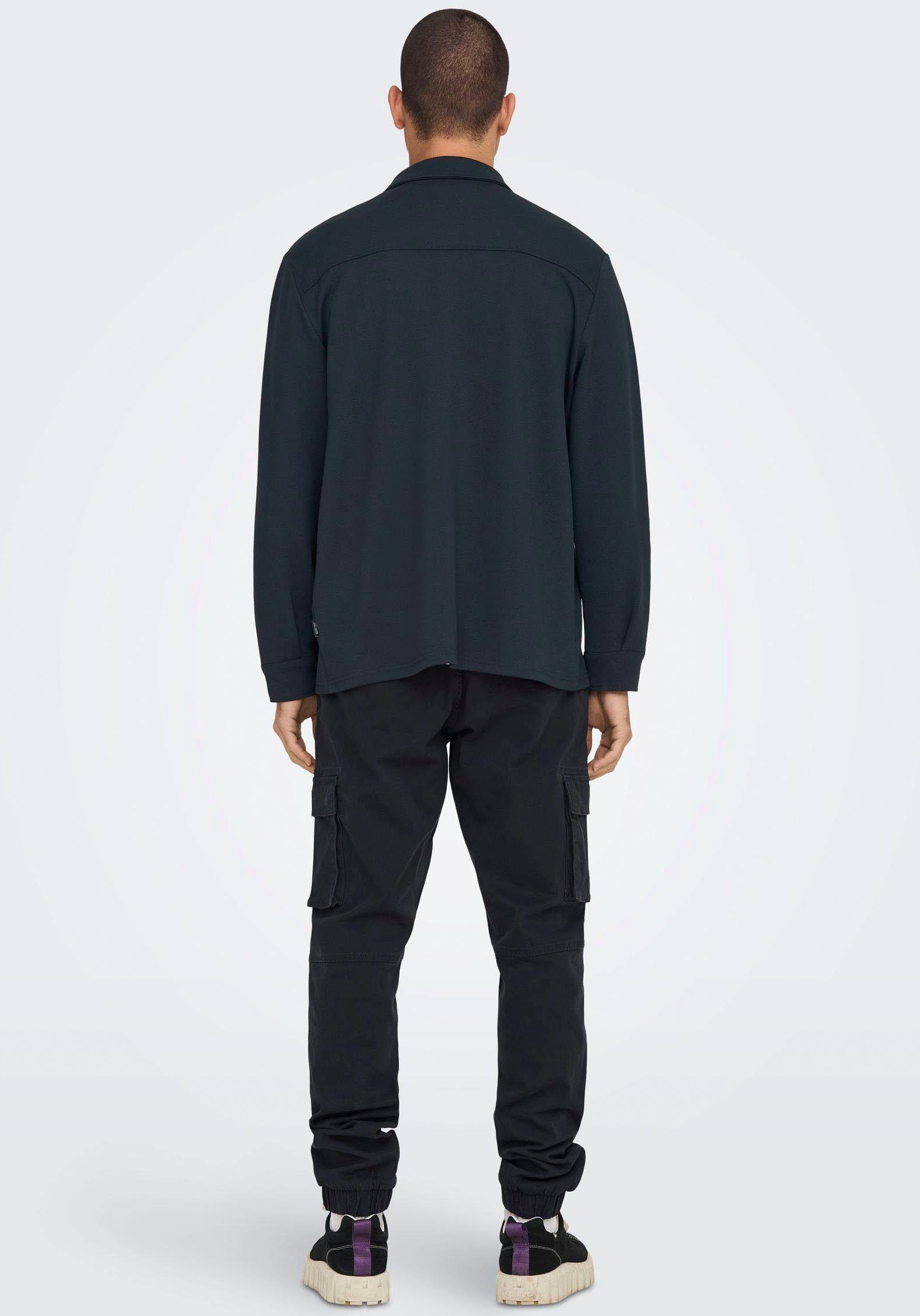 ONLY & SONS Langarmhemd ONSNEWKODYL OVERSHIRT SWEAT NOOS Materialmix, regular fit