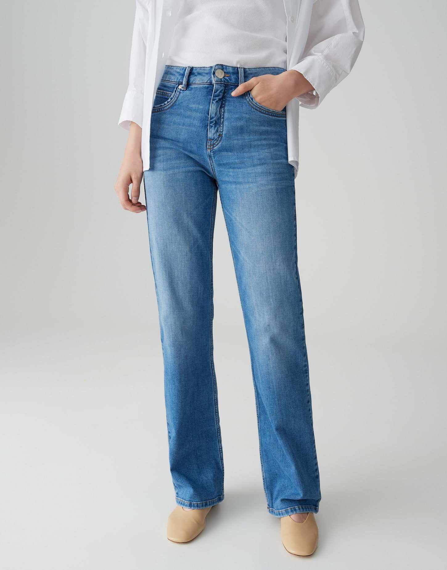 OPUS PANTS Bootcut-Jeans MELLY SPARK mit Powerstretch Mid Rise Long Flared, günstig online kaufen