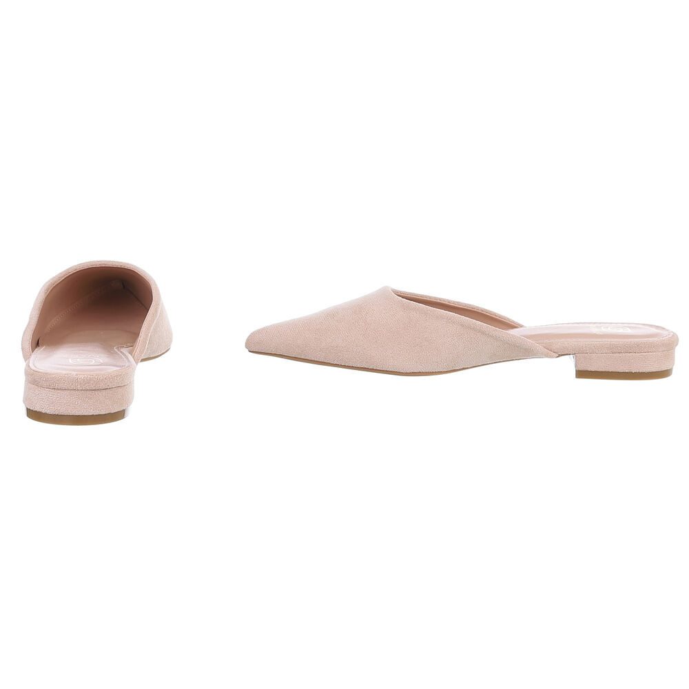 Ital-Design Elegante Slipper aus Wildlederimitat für Damen Pantolette (89372417) Blockabsatz Pantoletten in Beige