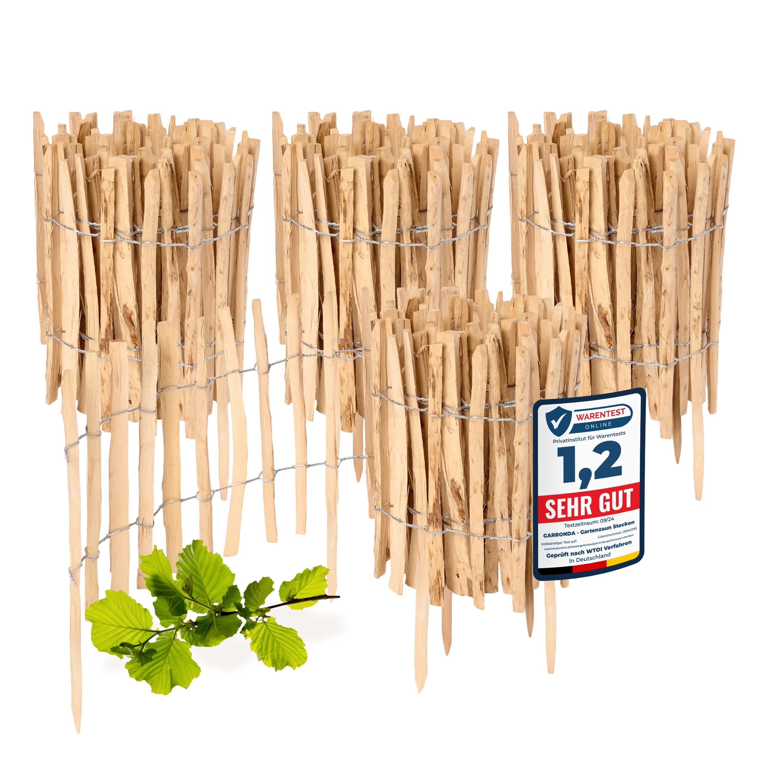 Garronda Zaun Staketenzaun 4 St 35cm x 5m zum Stecken aus Holz – Gartenzaun günstig online kaufen