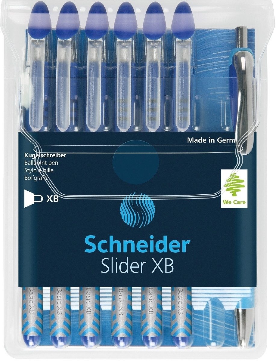 SCHNEIDER Kugelschreiber Kugelschreiber Slider Basic XB sortiert Etui VE=6 Stück (blau + 1x Rav