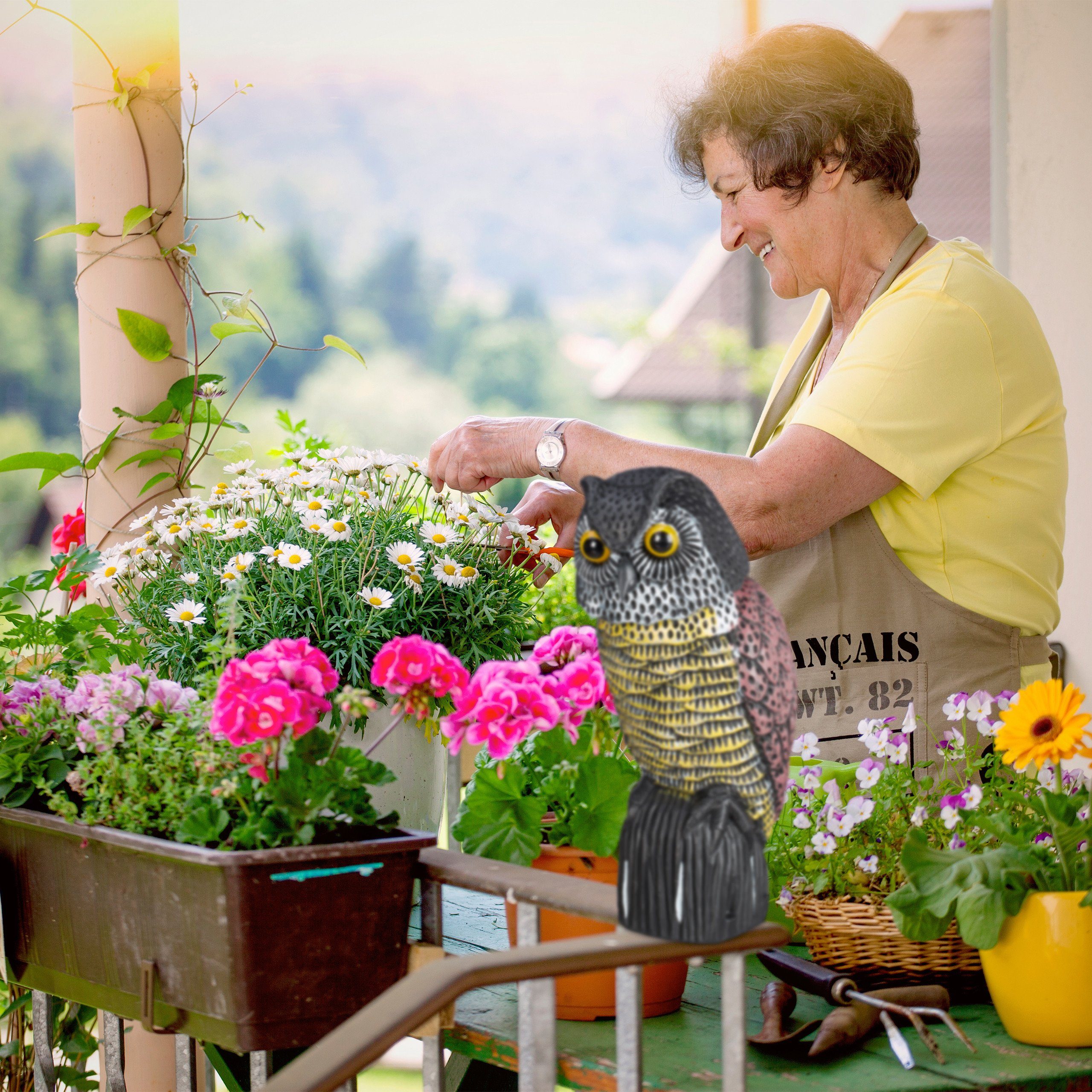 relaxdays Gartenfigur 2 x Vogelschreck Eule günstig online kaufen