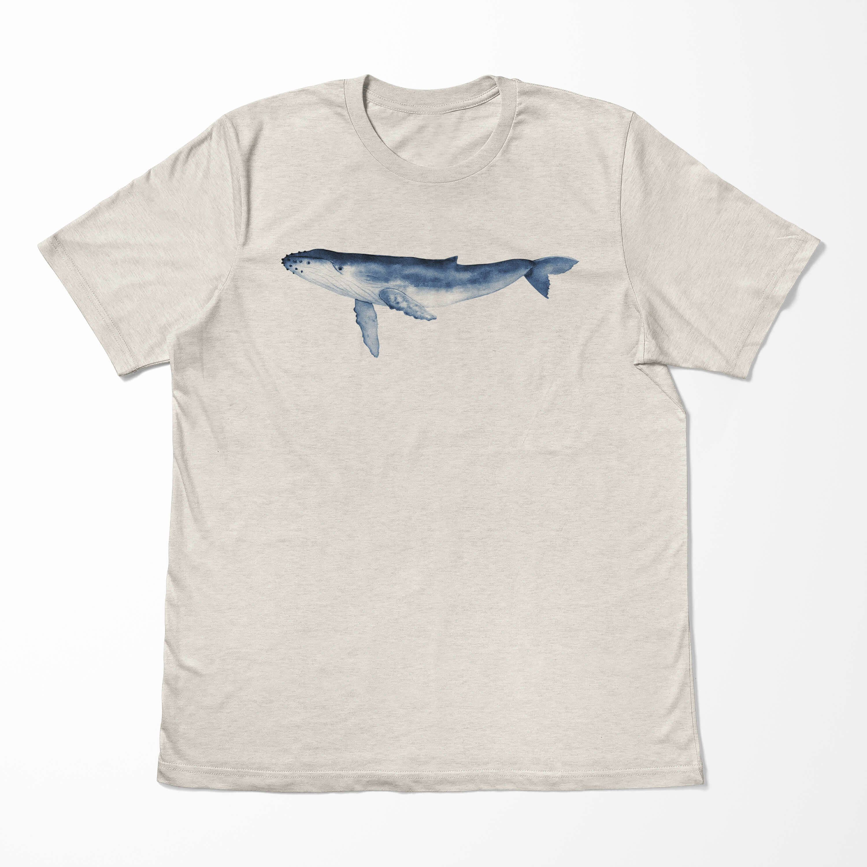 aus Bio-Baumwolle Shirt Ökomode T-Shirt Wasserfarben T-Shirt Art Glattwal Nachhaltig Sinus Motiv (1-tlg) gekämmte Herren 100%