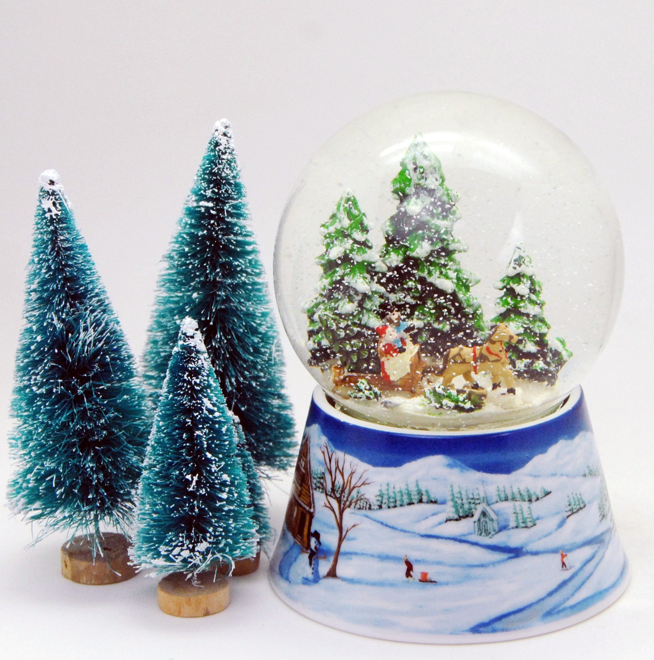 Schlittenfahrt 10cm MINIUM-Collection holen breit Spieluhr Weihnachten Weihnachtsbaum Schneekugel