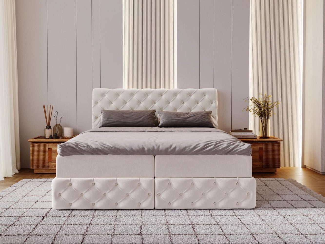GrainGold Boxspringbett mit Bettkästen CANOLO, Modern Bett mit Kopfteil - 1 günstig online kaufen