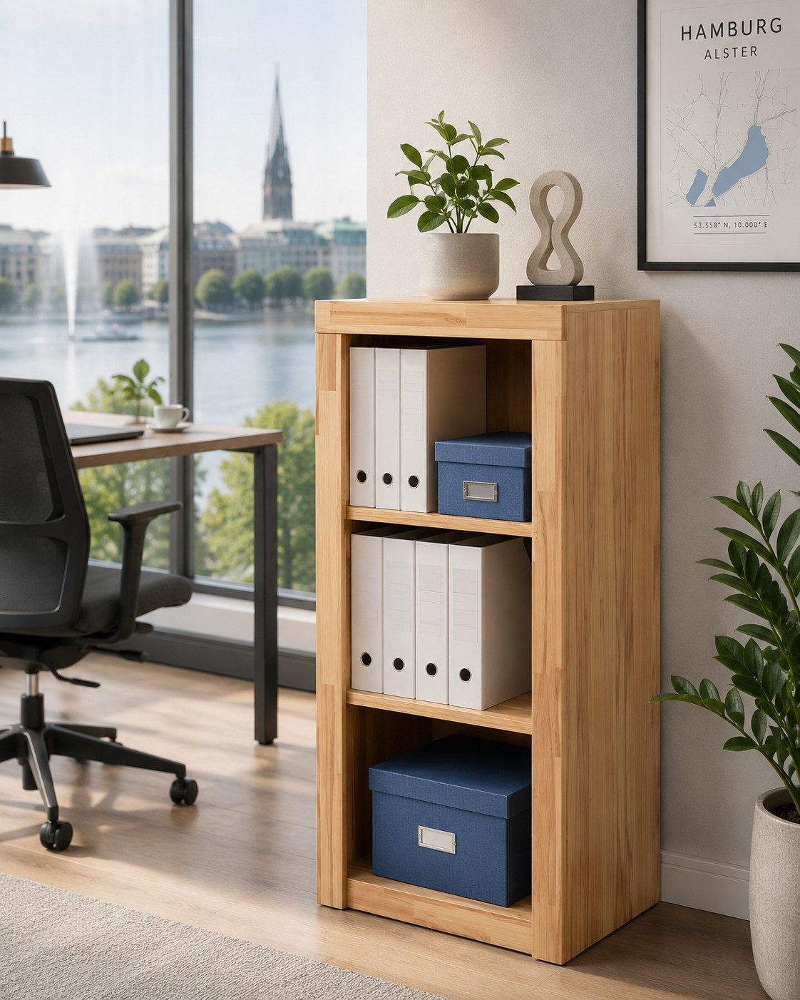 bv-vertrieb Aktenregal modernes Standregal Aktenregal Büroregal Kernbuche teilmassiv #2669