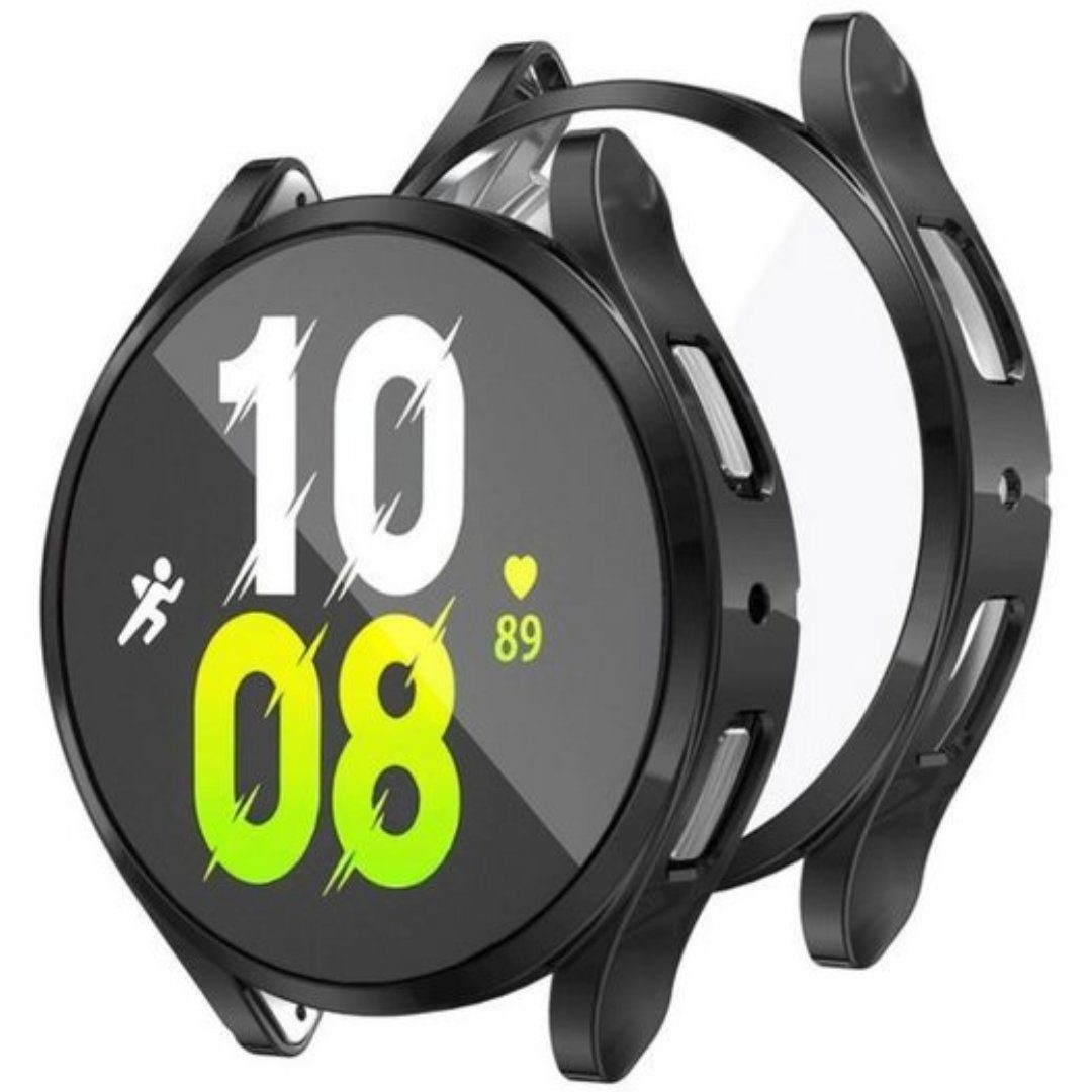 SmartUP Smartwatch-Hülle 2X Hülle für Samsung Galaxy Watch 5 40mm 44mm Silikon Schutzhülle Case, Schutzglas, Stoßfest, Displayschutz, Rundumschutz