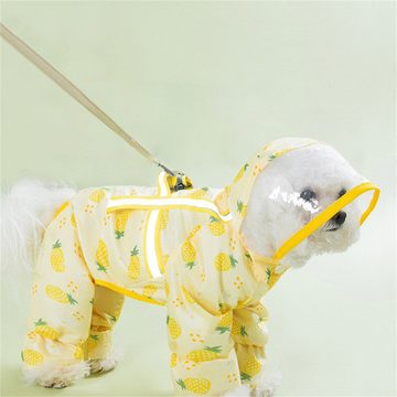 Dekorative Hunderegenmantel Regenjacke für Hunde mit Kapuze und Geschirrl, mit Reflexionsstreifen, Regenjacke Hund Wasserdicht für kleine und Mittelgroße Hunde