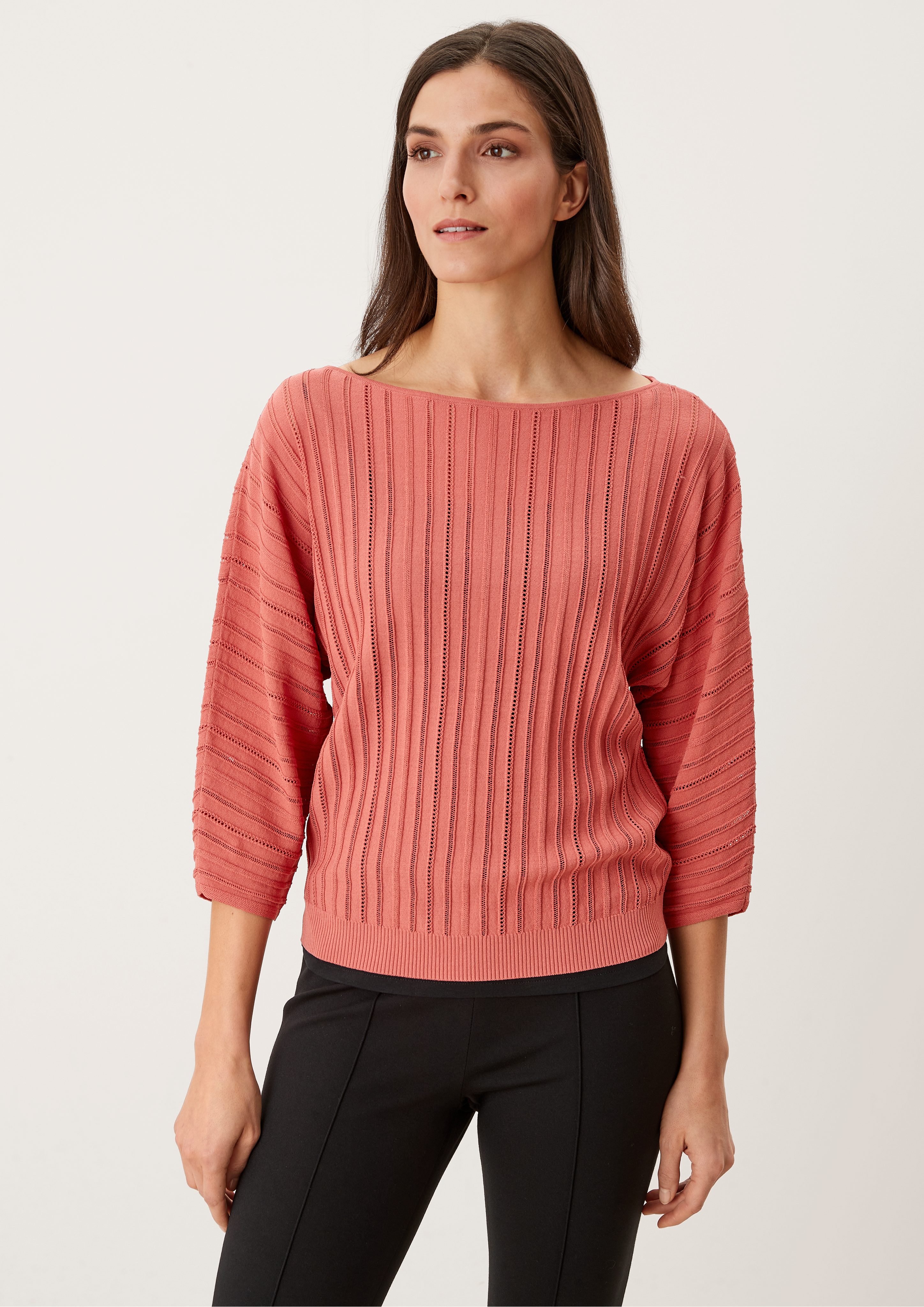 s.Oliver BLACK LABEL Strickpullover Leichter Pullover mit Lochmuster faded rose