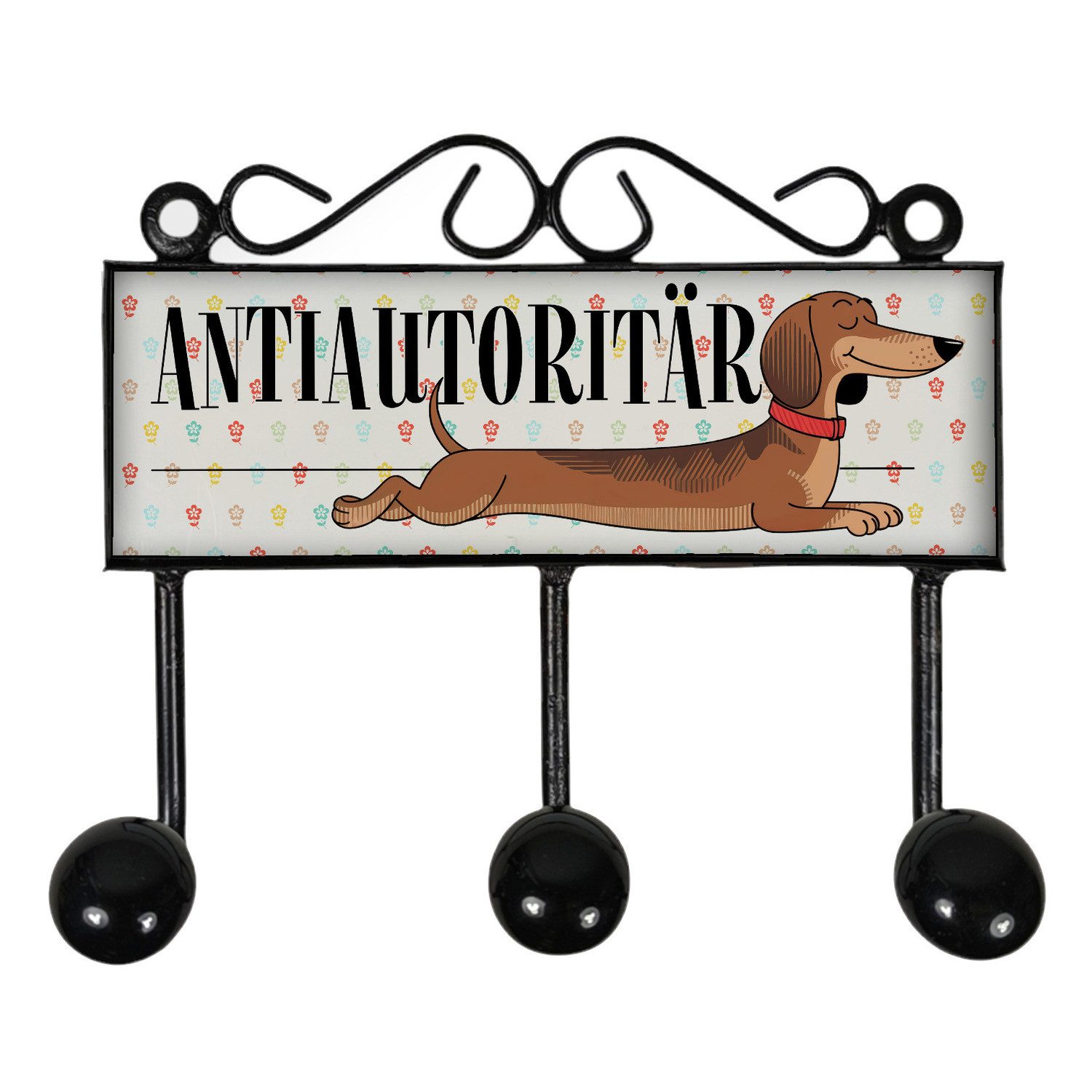 speecheese Garderobenleiste Dackel Kleiderhaken Leiste mit 3 Haken mit Spru günstig online kaufen