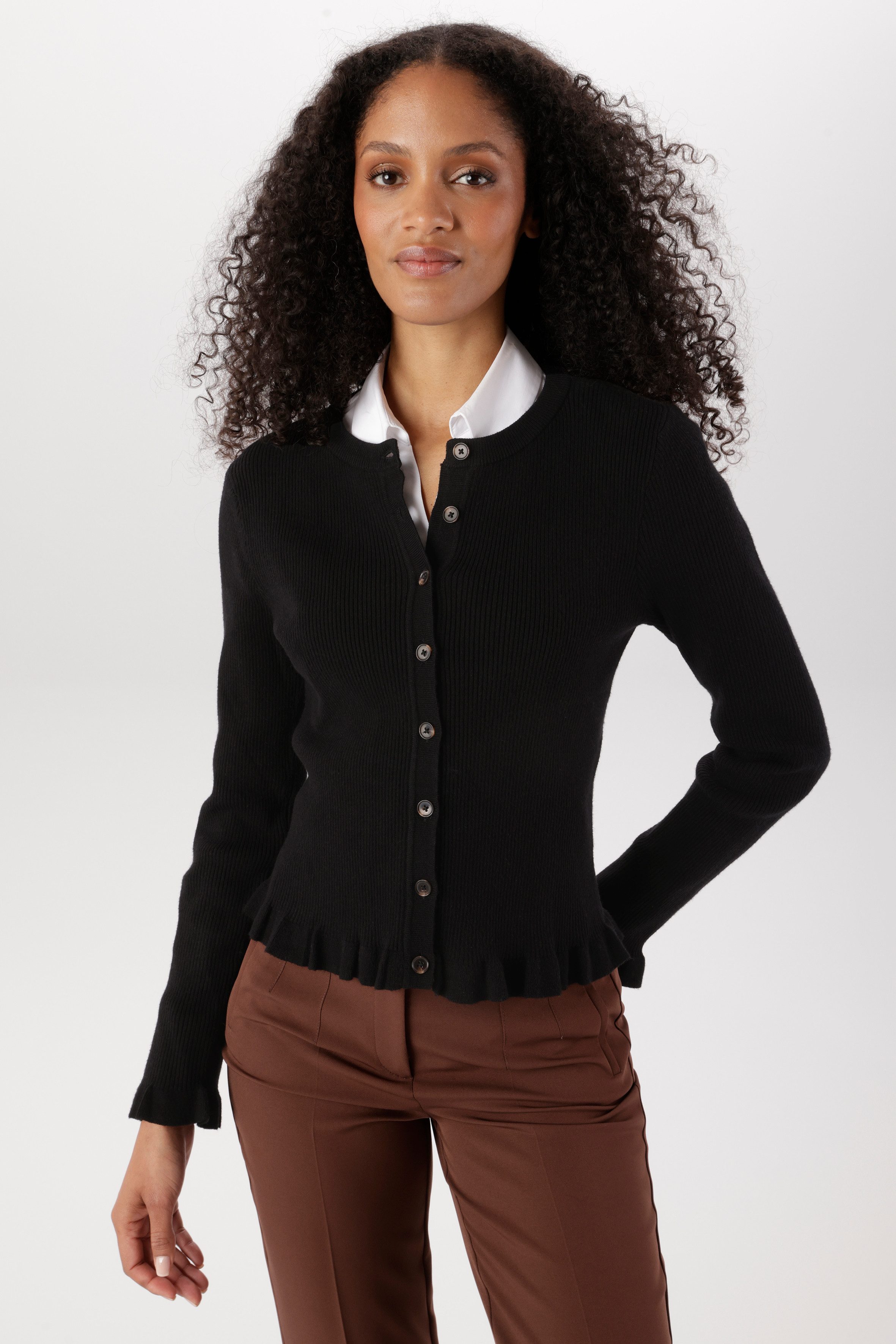 Aniston SELECTED Strickjacke Rüschen-Applikationen an den Ärmeln und am Saum - NEUE KOLLEKTION