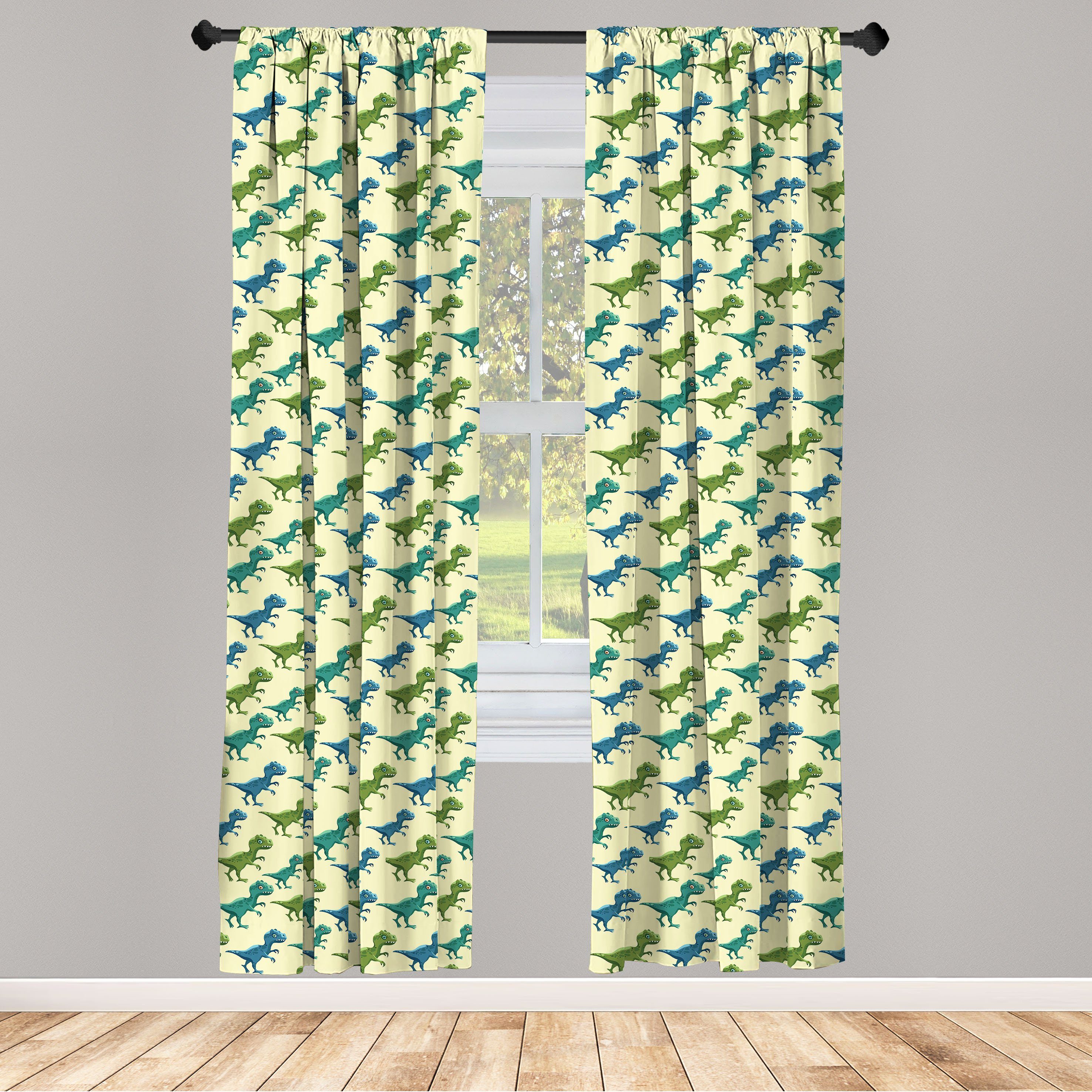Gardine Vorhang für Microfaser, Patterns Tiere Waliking Wohnzimmer Schlafzimmer Dinosaurier Dekor, Abakuhaus