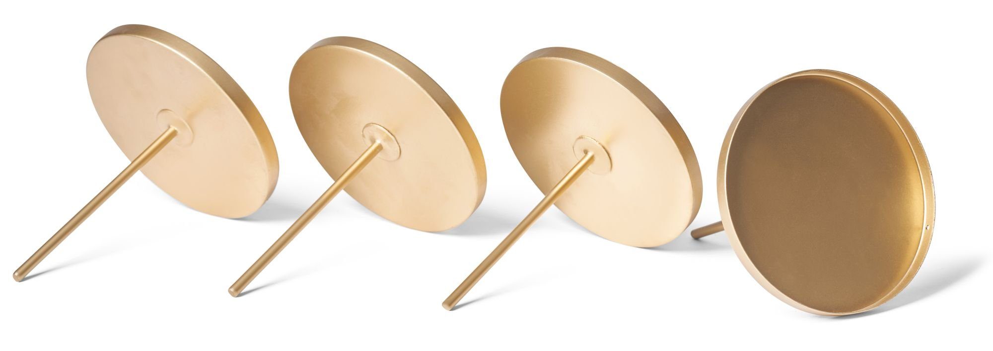 Novaliv Kerzenständer - (Spar-Set, 4 St., 4x Flach 8 cm Gold Kerzenpicks ohne Dorn - Gold), 4x Flach 8 cm Gold