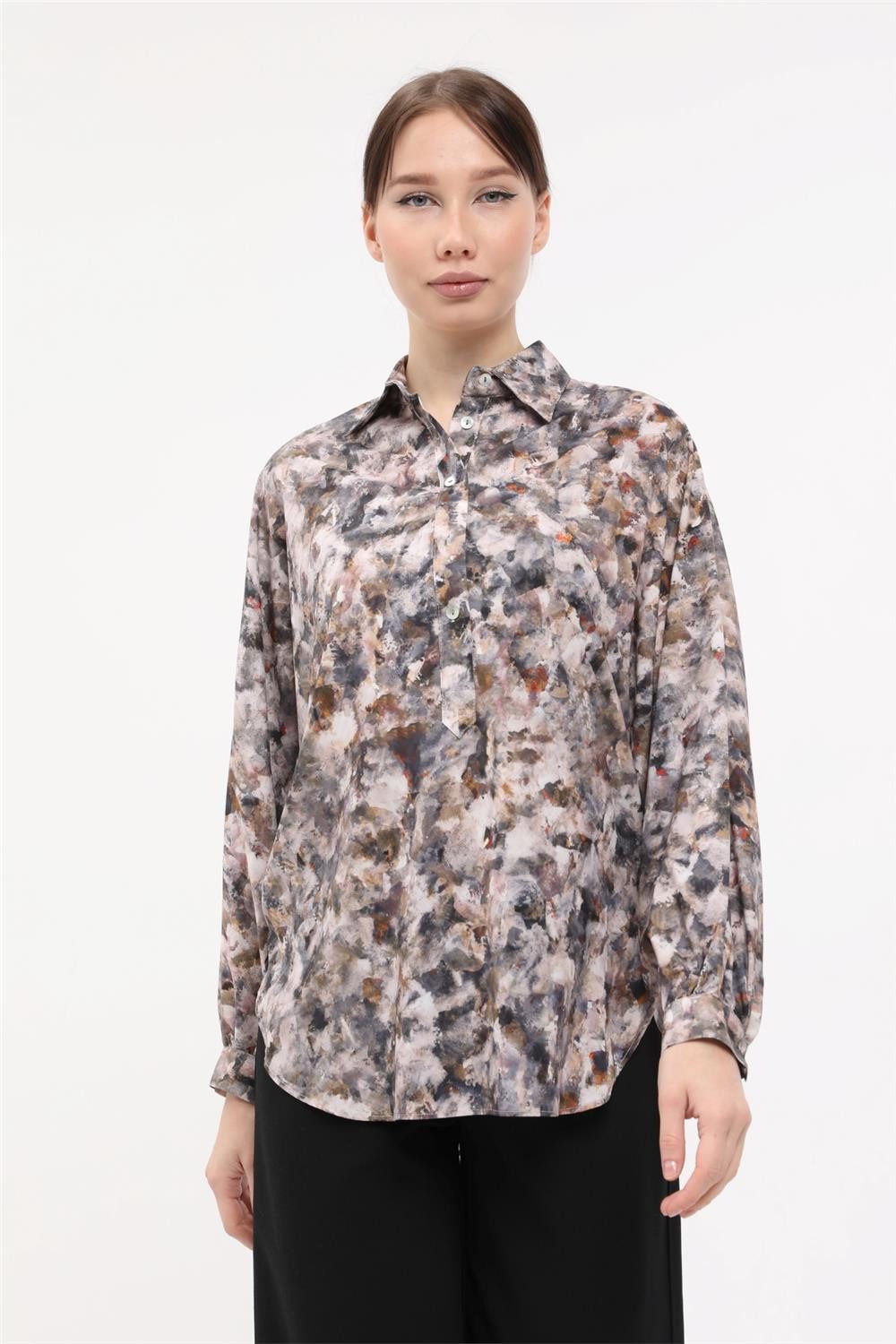 Hemdbluse Batwing-Schnitt Hemd