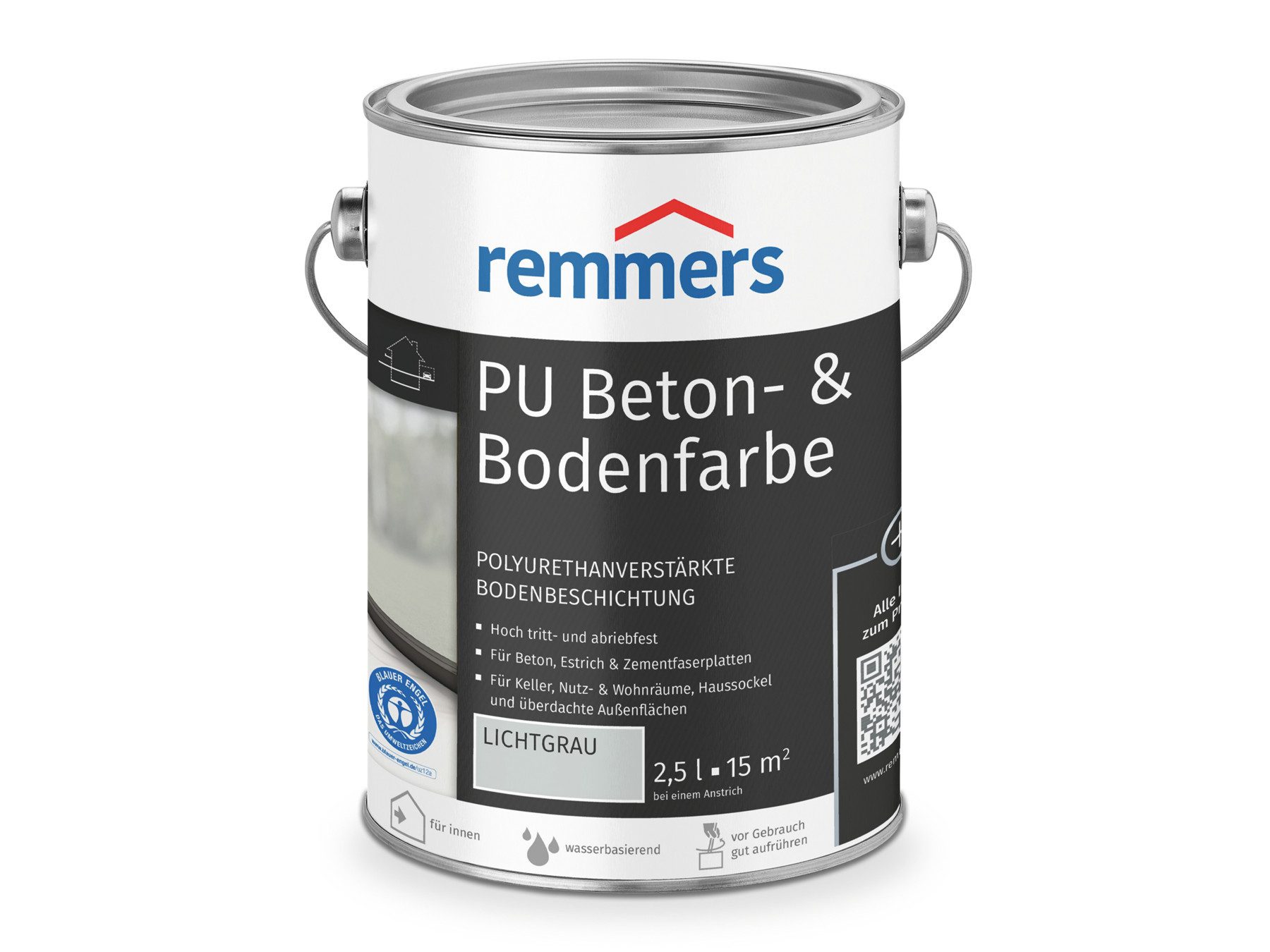 Remmers Lack PU Beton- und Bodenfarbe seidenmatt 2,5 Liter, belastbar und chemikalienbeständig
