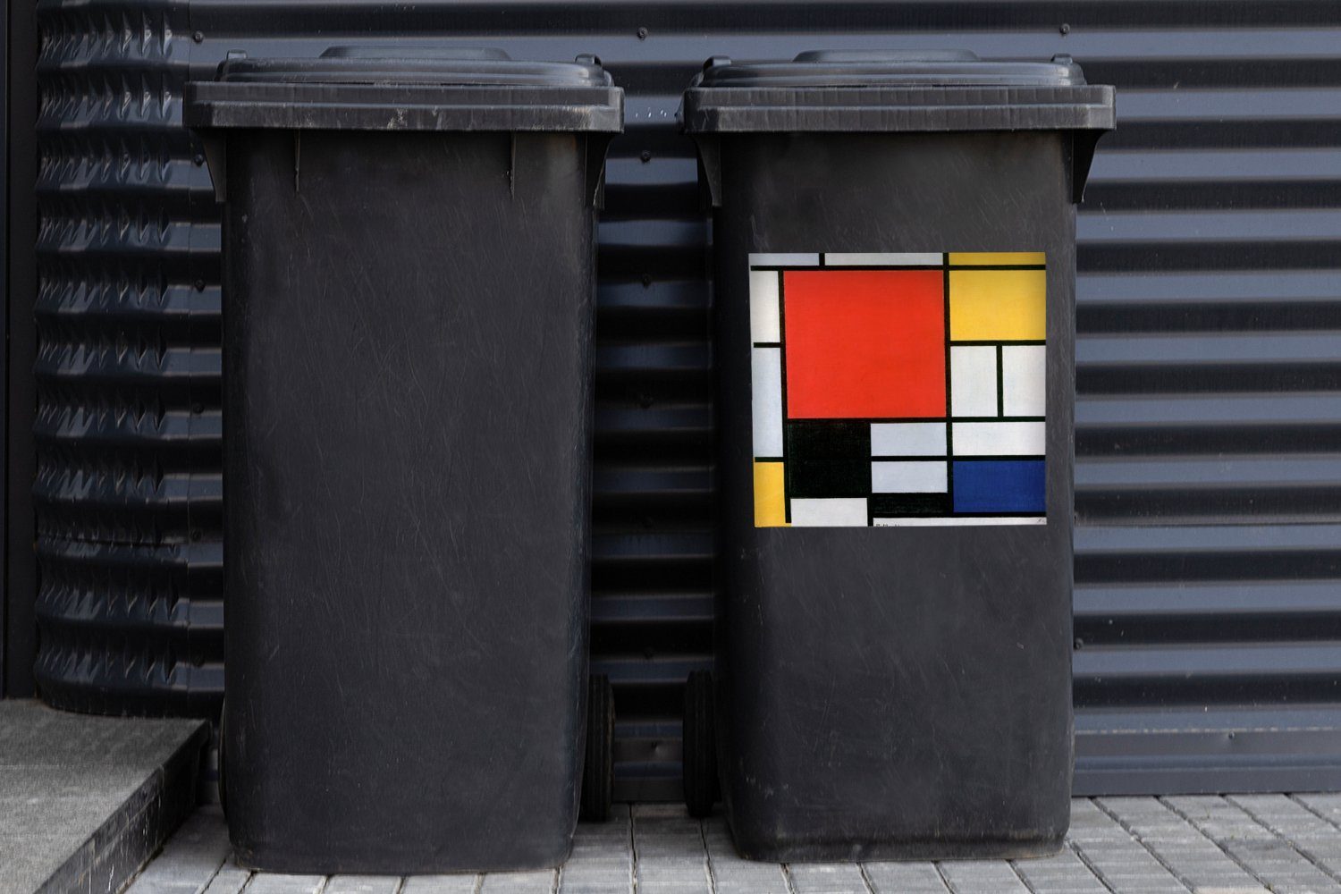 - Alte Mondrian MuchoWow Mülleimer-aufkleber, (1 Container, Abfalbehälter Sticker, - St), Kunst Mülltonne, Meister Wandsticker