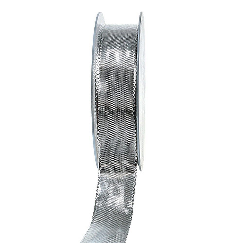 Dekoband Silber Geschenkband 25mm 25m - Drahtkante Dekoband