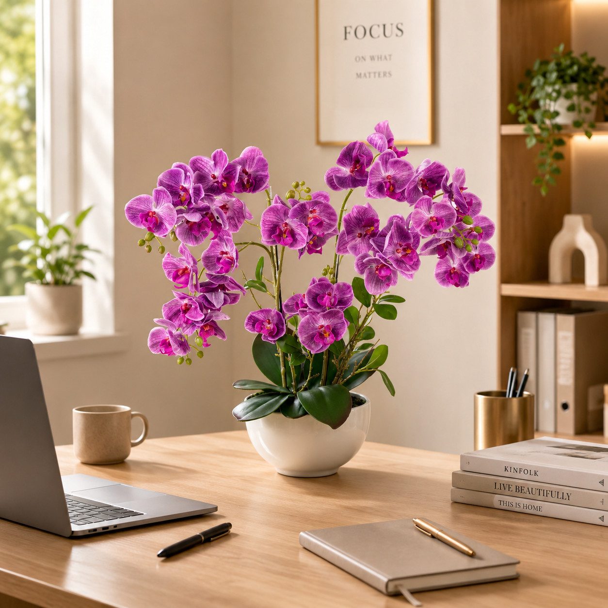 Kunstorchidee PASCH® XXL Orchidee künstlich wie echt (56cm) in Hochglanz-Keramiktopf Orchidee, PASCH – Bild 5 von 5