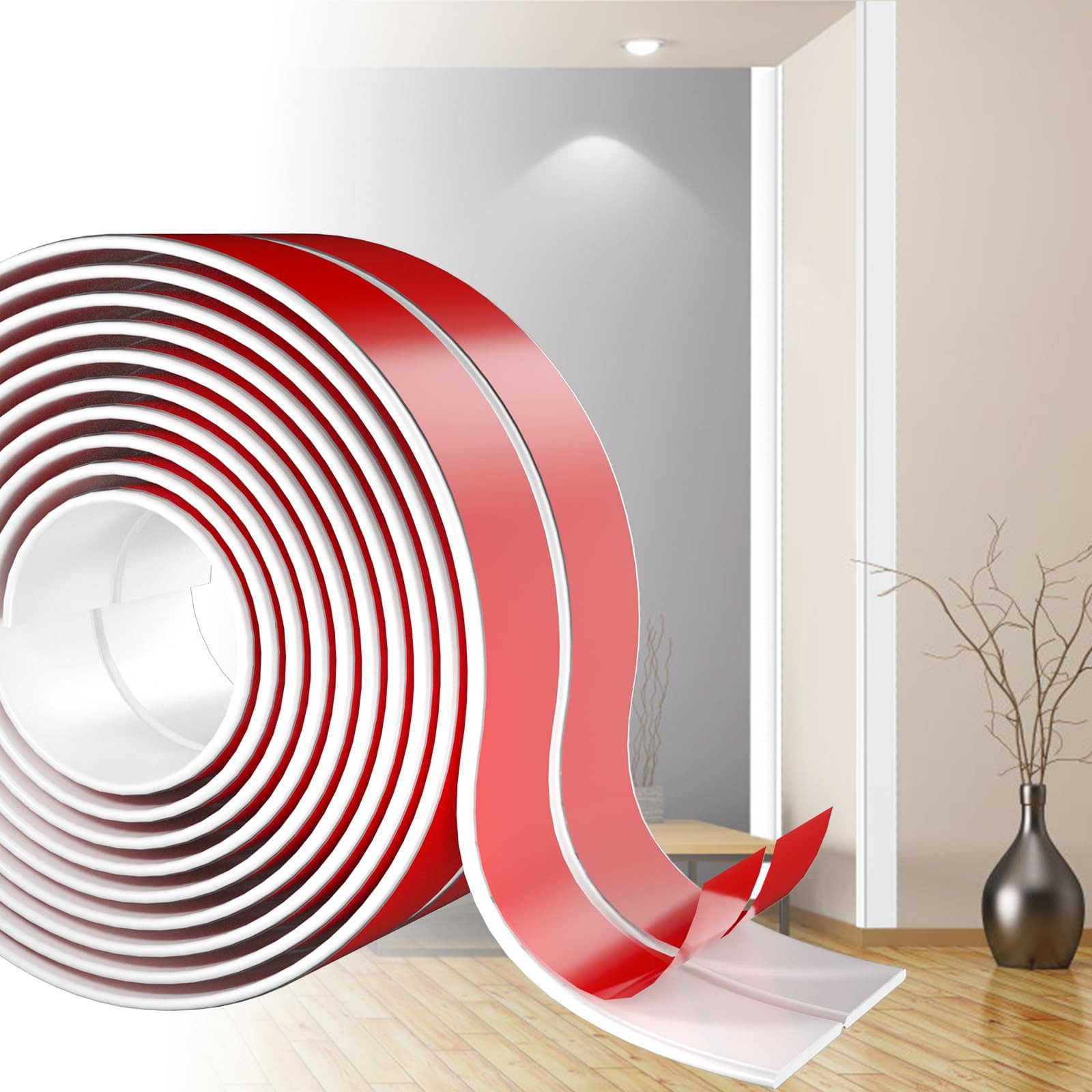 BlingBin Sockelleiste PVC Weichsockelleiste selbstklebend, Zierleisten, Kantenschutzleiste, L: 600 cm, H: 4 cm, 1er Set, 1-St., Selbstklebende Abschlussleiste, flexible Kantenschutz Wand Winkelprofil Winkelleiste Wandleisten