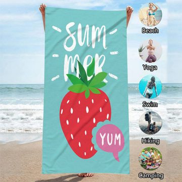 WS-Trend Strandtuch Sommer Erdbeere Mikrofaser Badetuch XL 70x150 cm