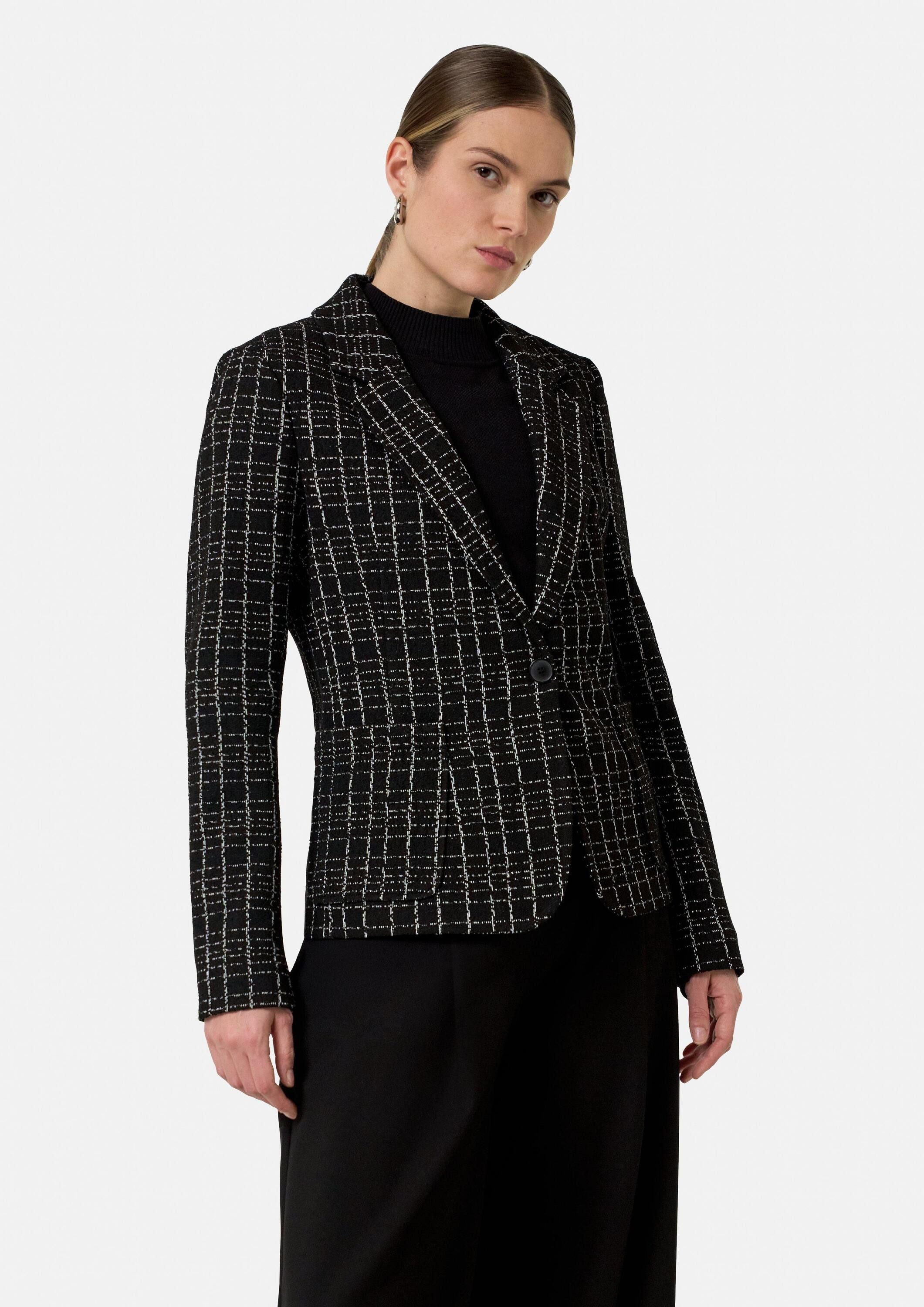 comma Jackenblazer Indoor-Blazer Karierte Blazer aus Bouclé-Jersey